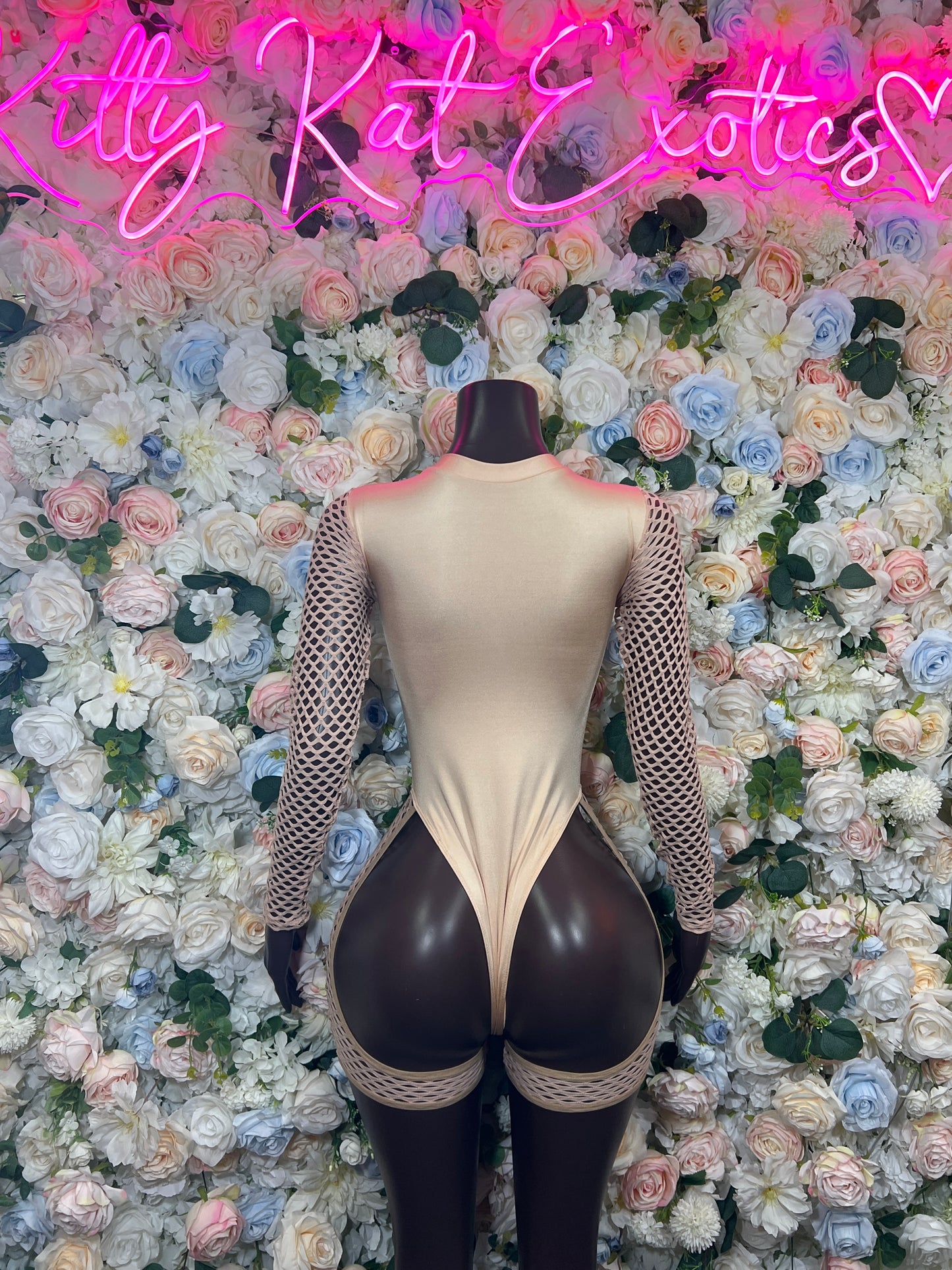 Champagne Gold Cutout Bottlegirl  Bodysuit – Rave Festival Exotic Dance Clubwear