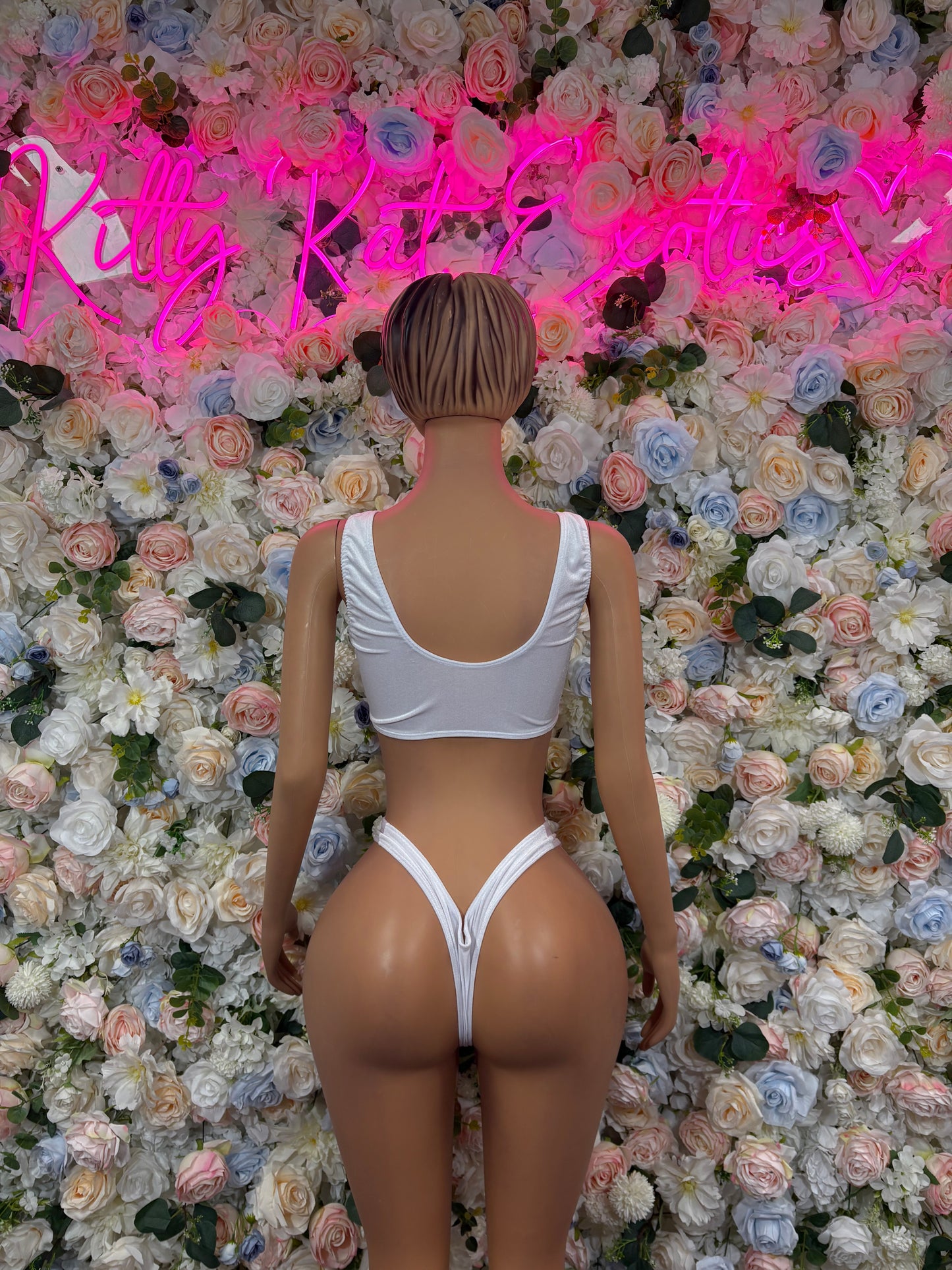 Christmas Outfit White Two Piece Skirt Set Ravewear Exotic Dancewear for Performers, Raves, & Festival Clothing