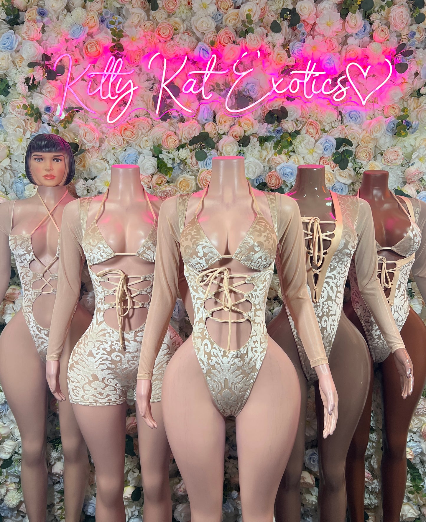 Champagne Gold Lace Criss Cross Cutout Bottlegirl  Bodysuit – Rave Festival Exotic Dance Clubwear