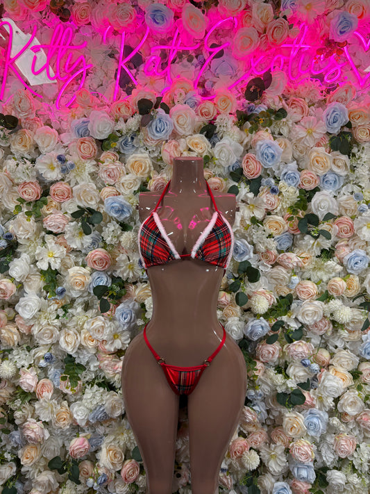 Christmas Outfit Sexy Santa Two Piece Bikini Set Red Costume Santa Baby Outfit Bartender Dancewear