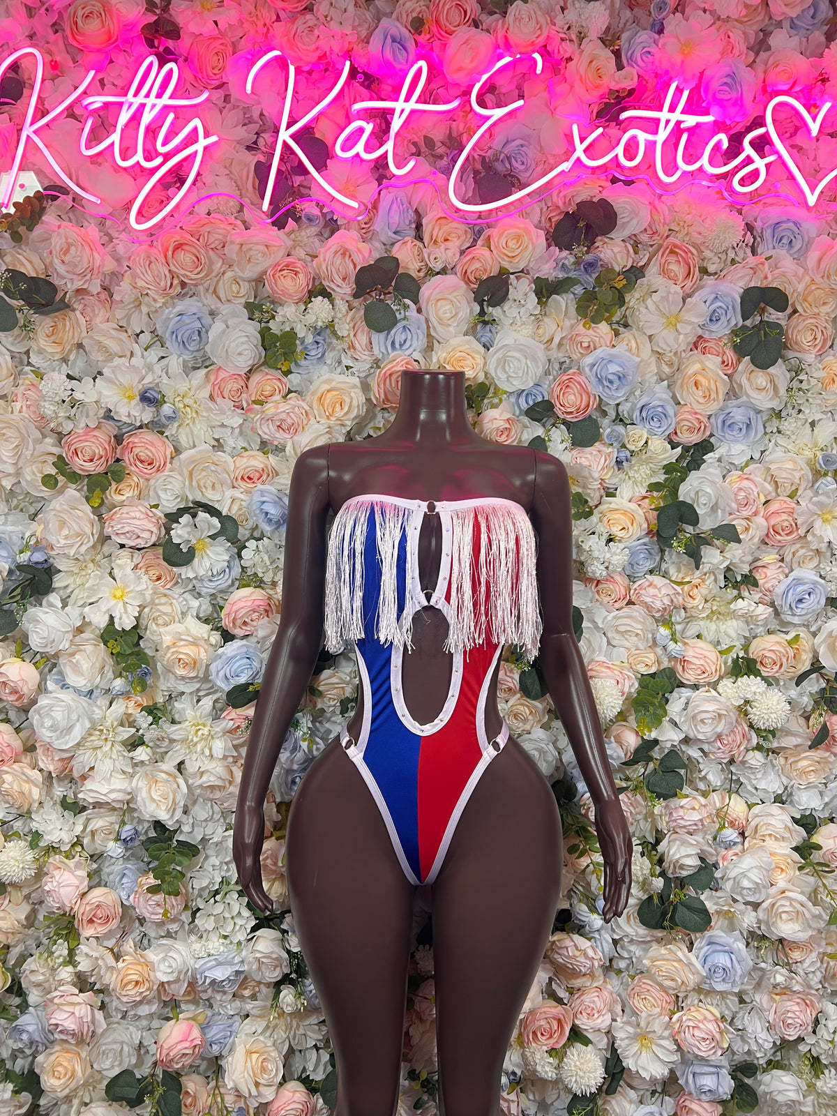 Dominican Flag Bodysuit – One Piece Outfit, Parade Costume, Festival Rave Wear