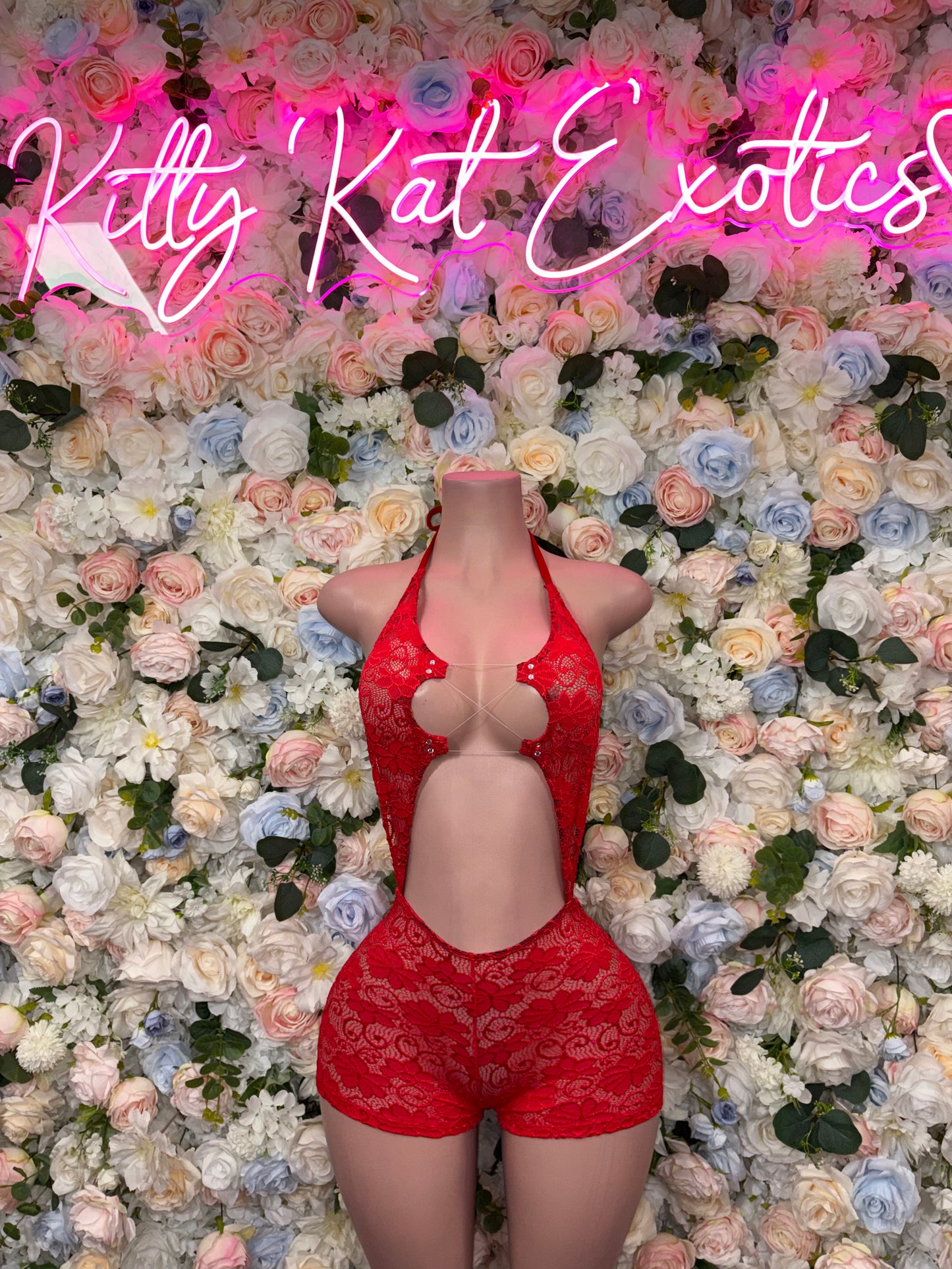 Red Bodysuit Rave Festival Outfit Women - Exotic Dancewear Stripper Clubwear Bottle Girl Ravewear