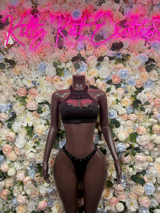 Black Bikini Two Piece Festival Outfit Dancewear, Swimwear Clubwear
