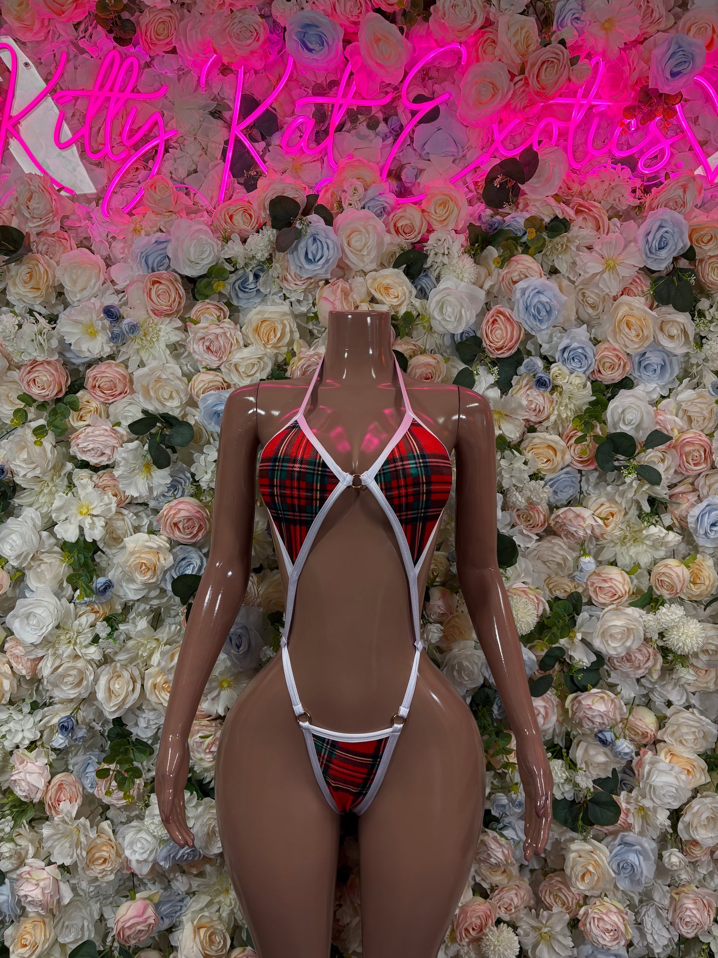 Christmas Bartender Outfit Sexy One Piece Slingshot “Gift” Red Santa Exotic Dancewear Costume Holiday