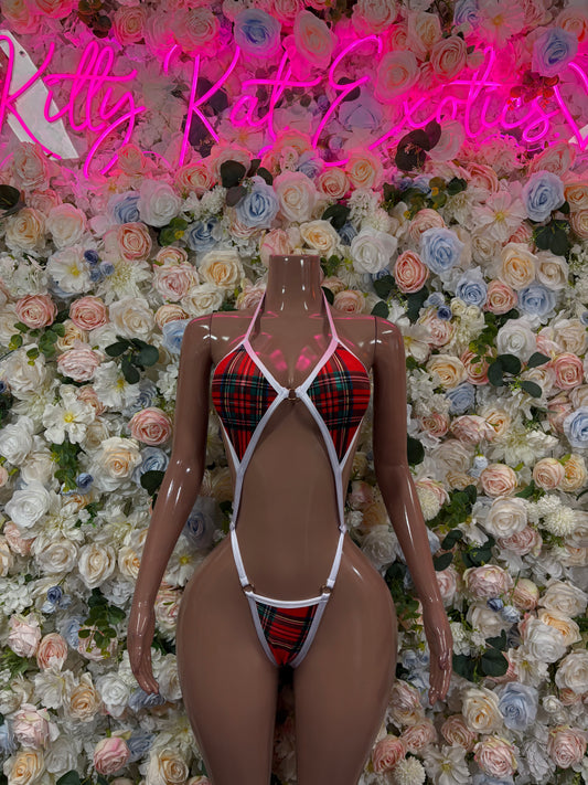 Christmas Bartender Outfit Sexy One Piece Slingshot “Gift” Red Santa Exotic Dancewear Costume Holiday