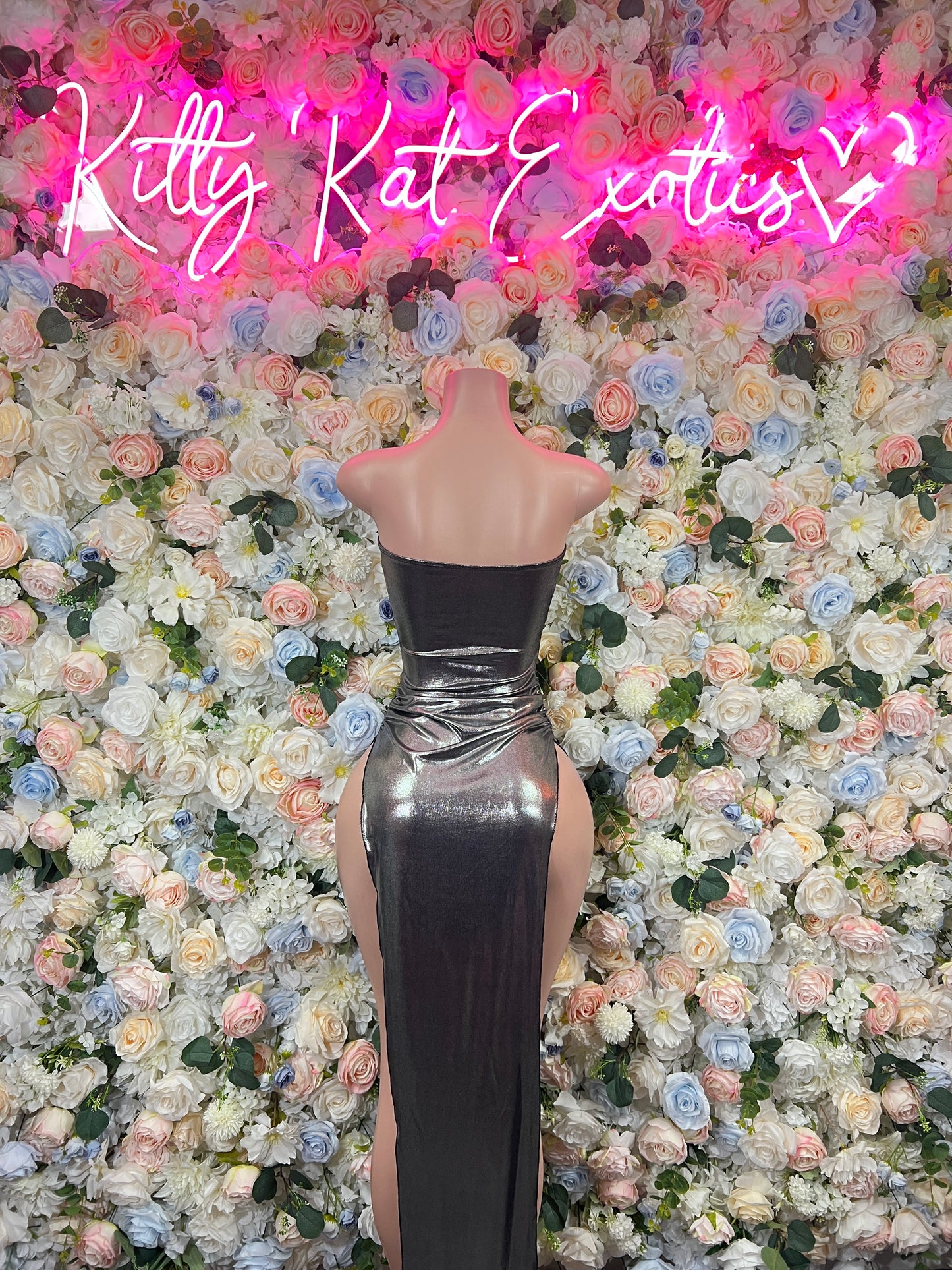 Silver Gown Exotic Dancewear   Elegant and Sexy Evening Gown for Performers, Events, or Special Occasions