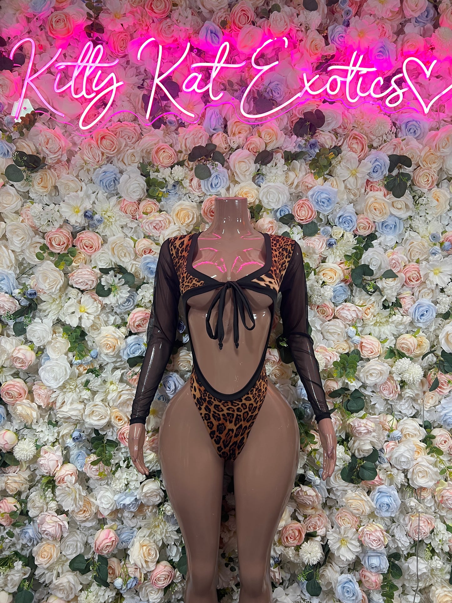 Leopard Print Bottlegirl Bodysuit  - One Piece Bartender Outfit, EDM Dancewear, Party Clubwear