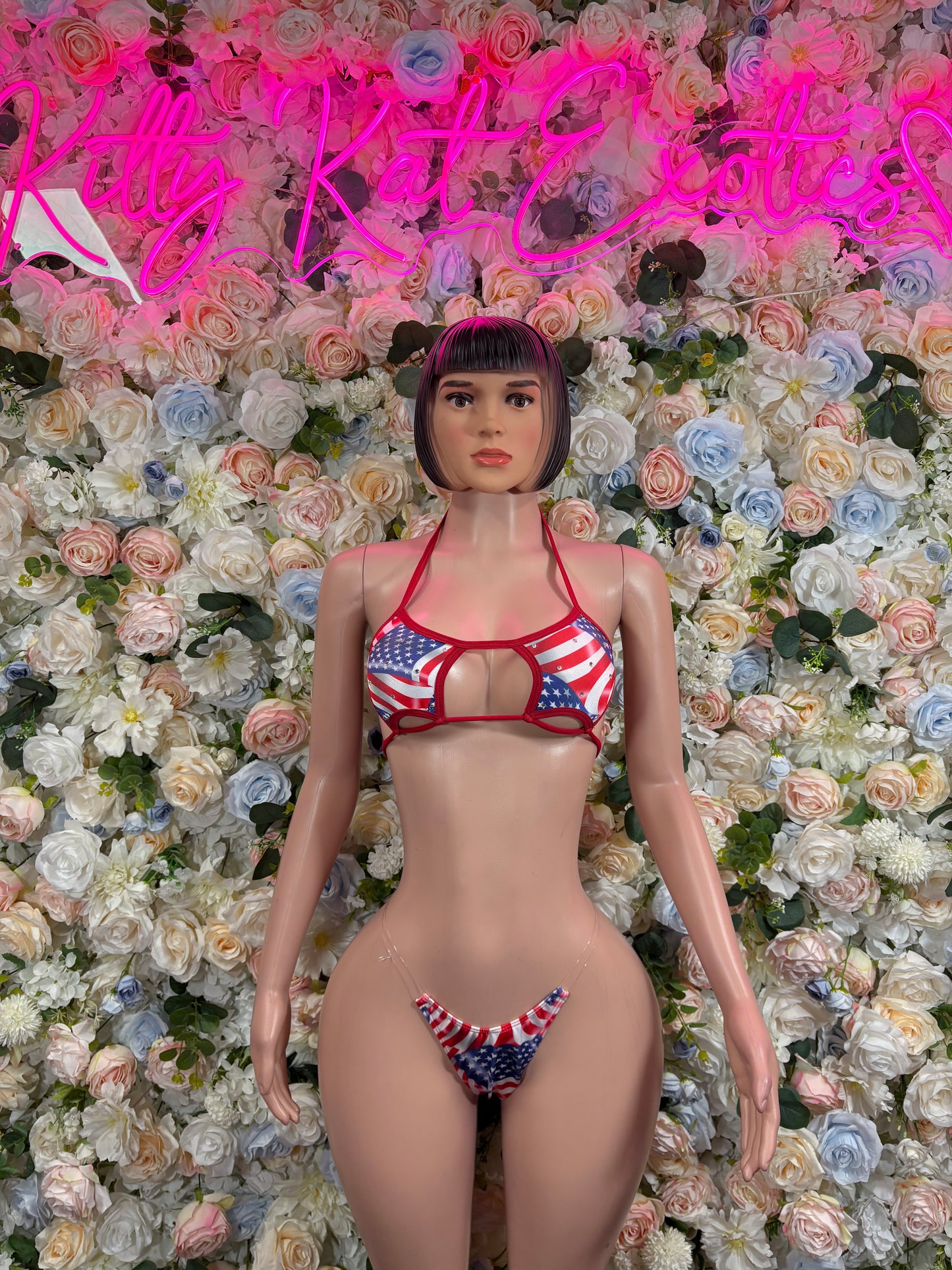 USA Flag - Bottlegirl Bikini Two Piece Bartender  Patriotic Swimsuit for Beach, Pool Parties, or Summer Fun