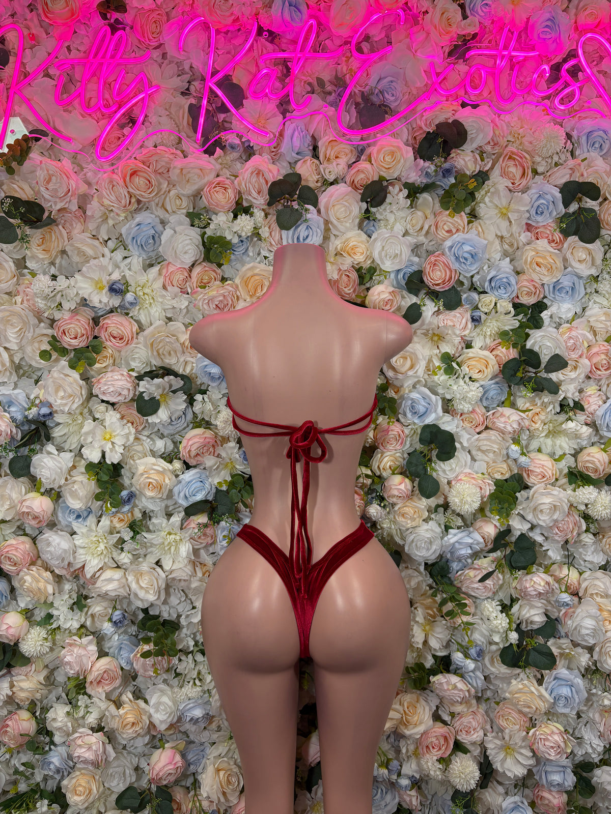 Red Velvet Two Piece Bodysuit, Exotic Dancewear Rave Outfit