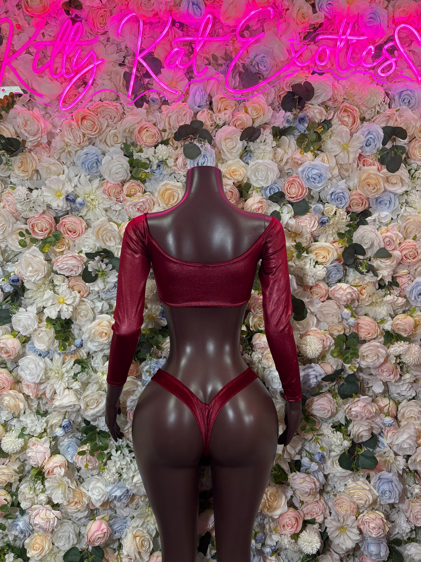 Burgundy Two Piece -  Exotic Dancewear  -  Rave Outfit - Sexy Festival Outfit, Clubwear, Performance Costume