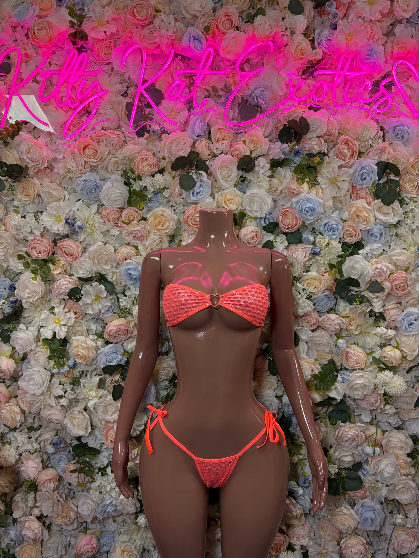 Coral Bikin Two Piece Rave Outfit Exotic Dancewear