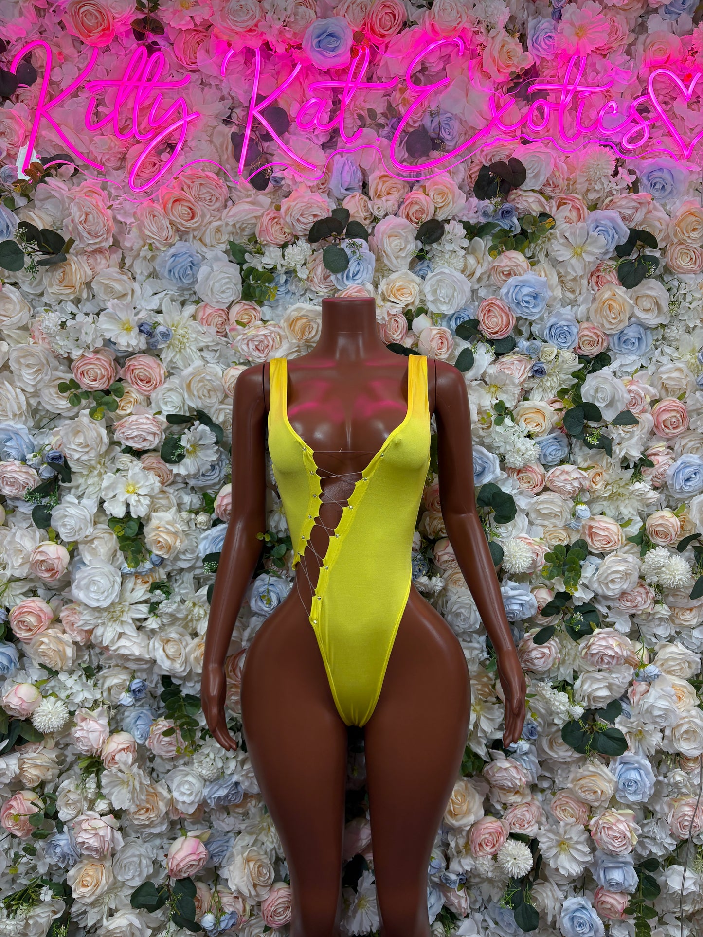 Yellow Bartender Bodysuit - Sexy One Piece Rave Clubwear Outfit for Women Bottlegirl Bottle Service