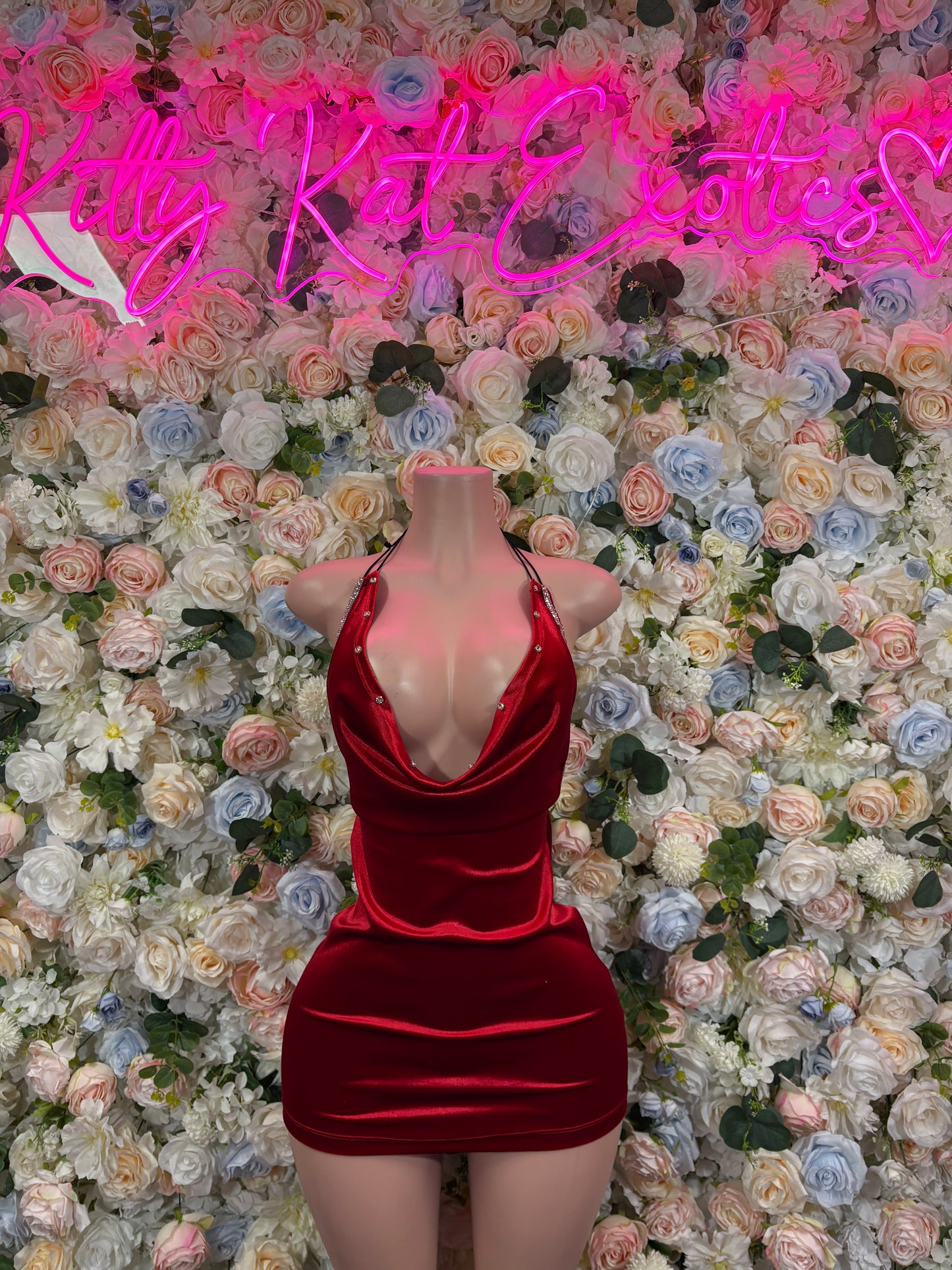 Red Mini Dress - Womens Cocktail Gown Sexy Evening Party Dress