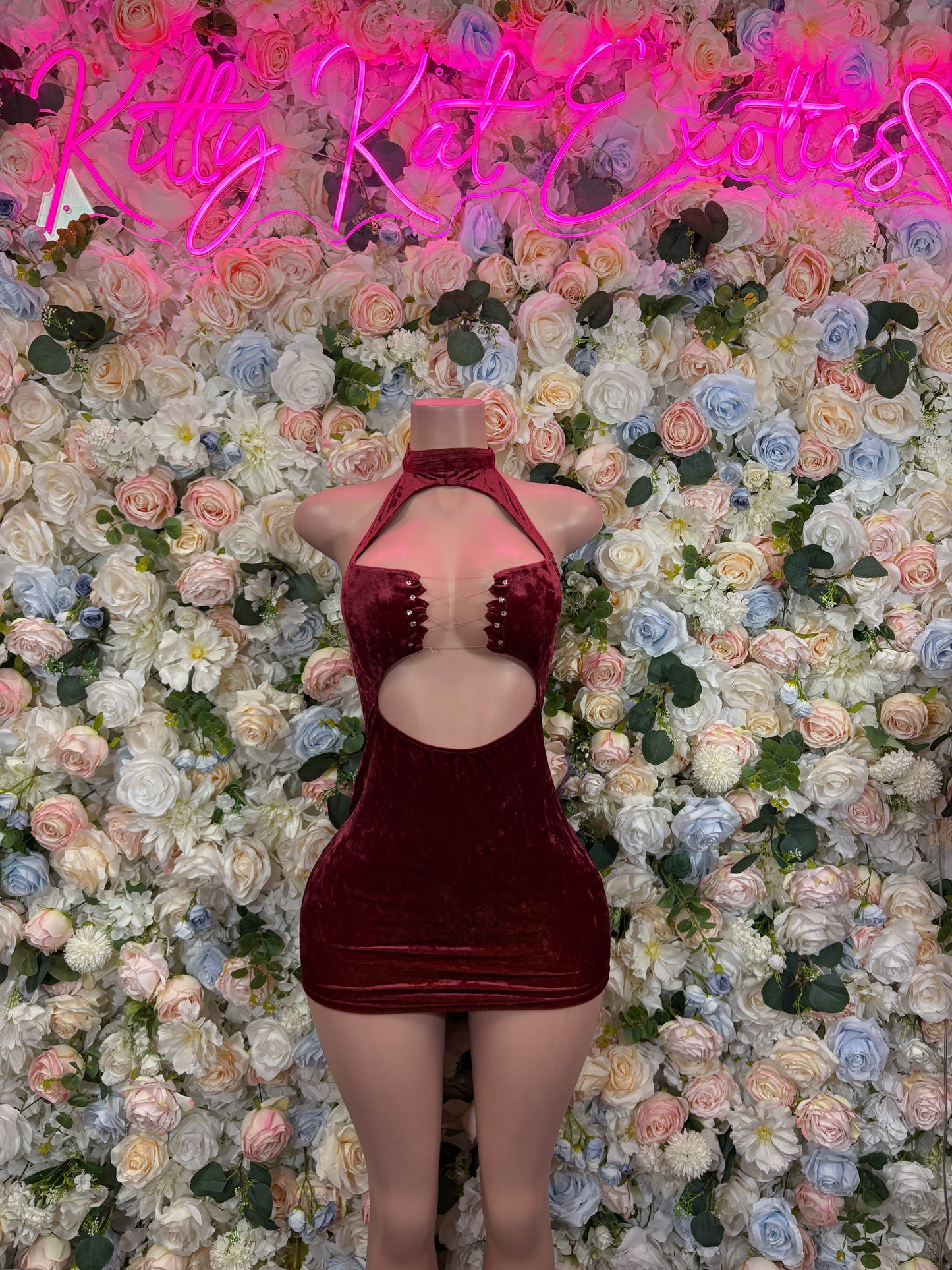 Burgundy Mini Dress  Ravewear - Sexy Festival Outfit, Clubwear, Performance Costume, EDM Party Wear