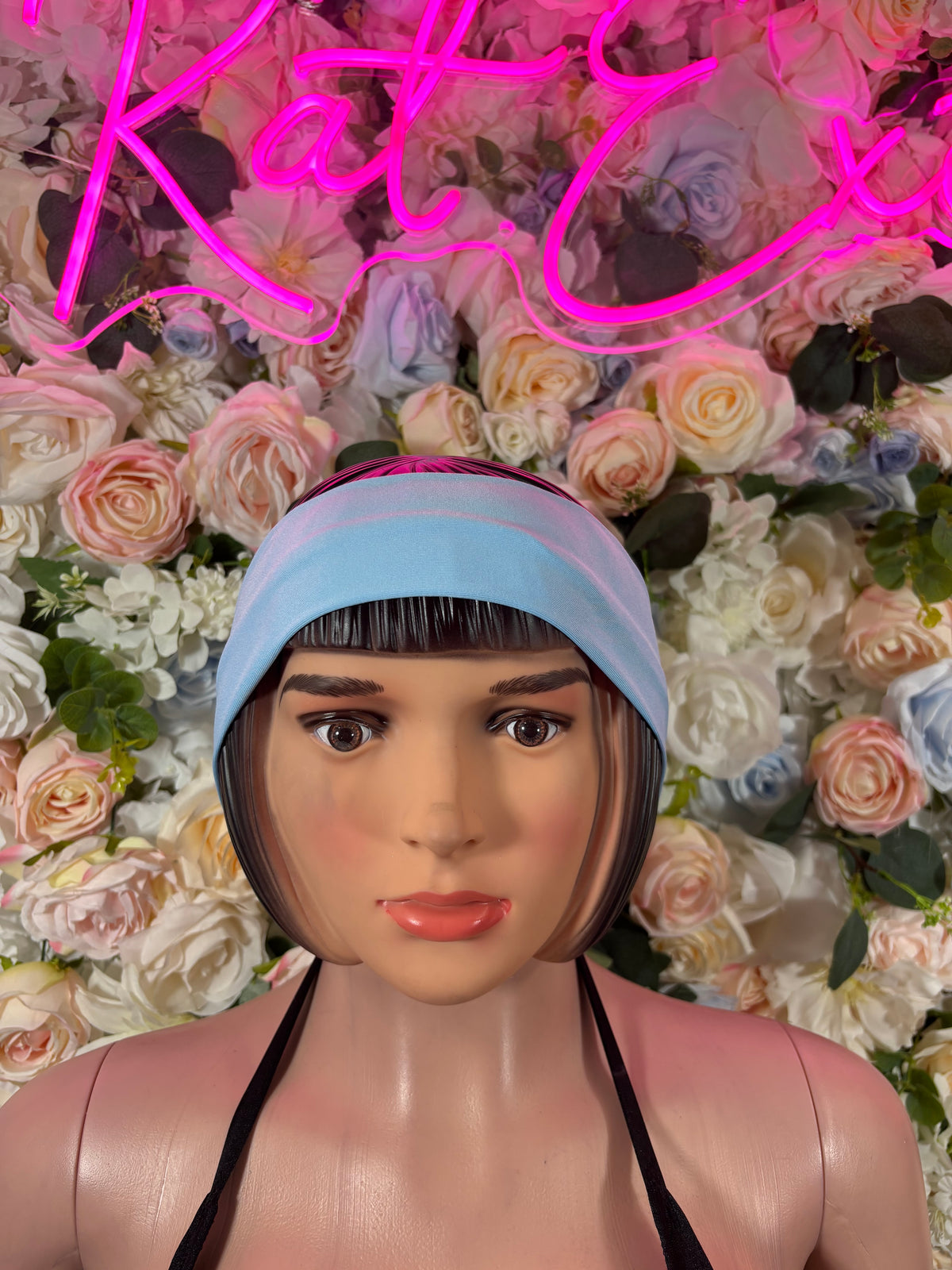 Rave Headband, Baby Blue Festival Hair Accessory, Stretch Spandex Head Wrap, EDM Outfit Accessory, 90s Clubwear Headband