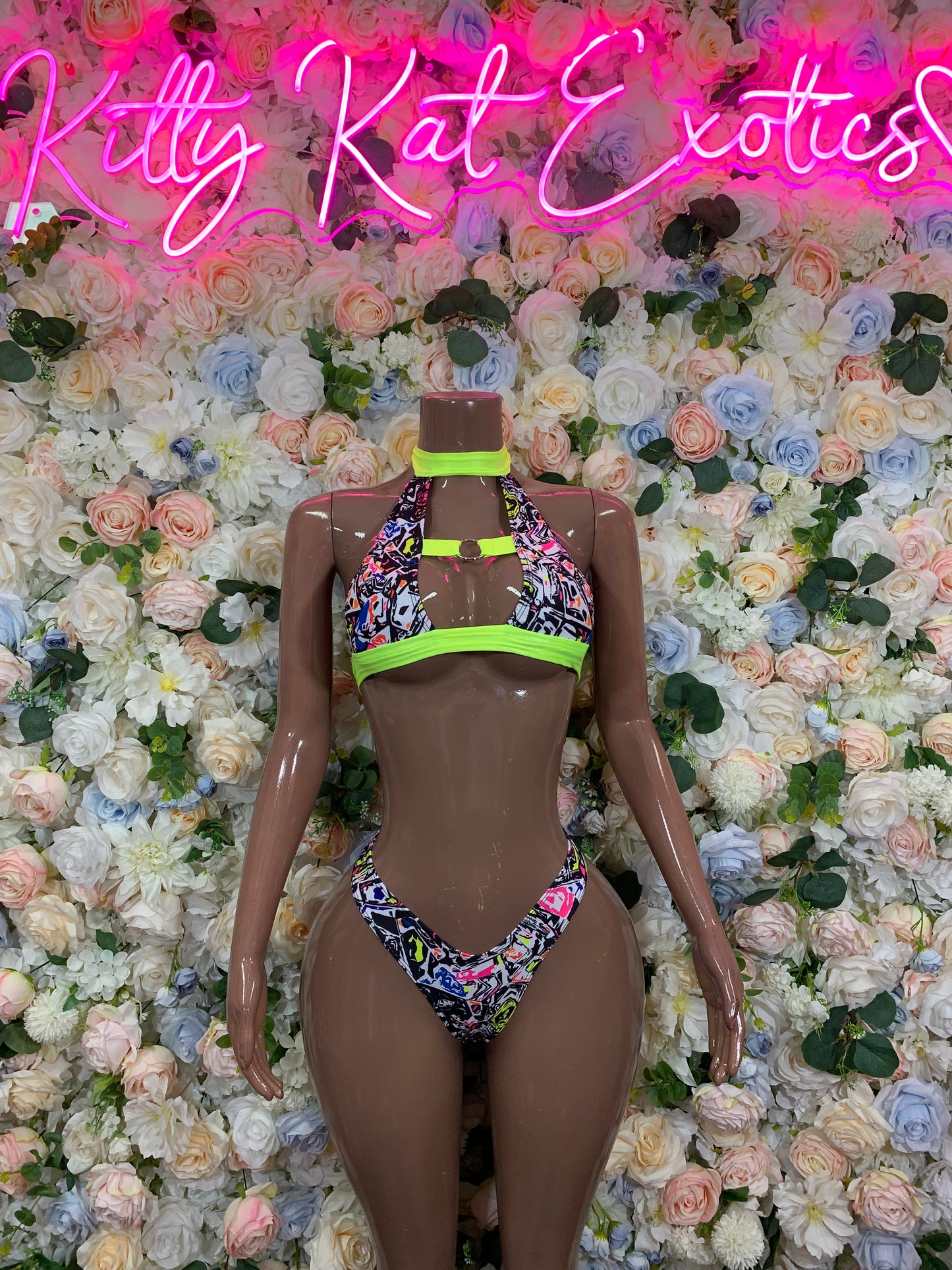 Multicolor Print Bikini Two-Piece  – Summer Festival & Rave Wear Exotic Dancewear