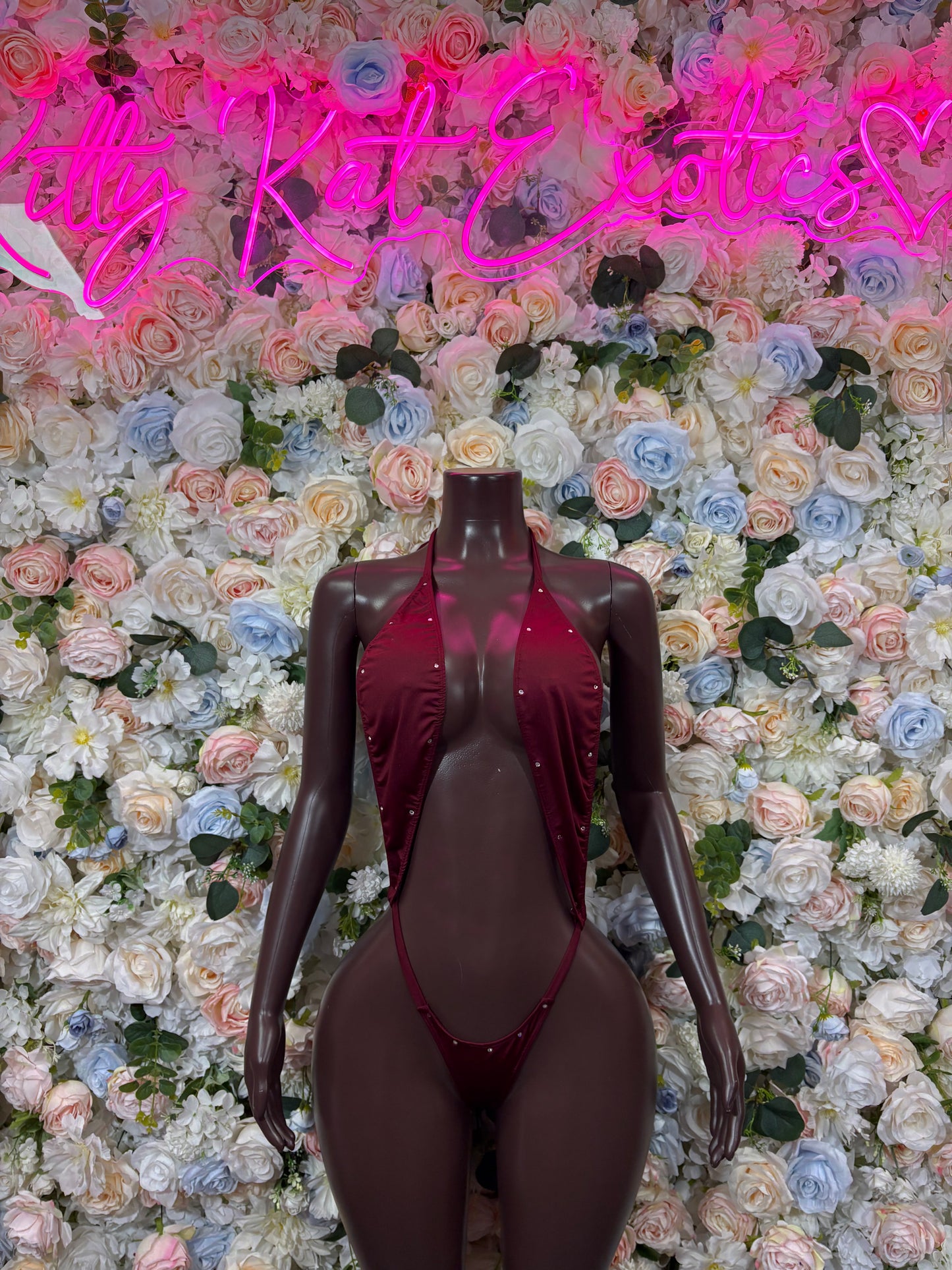 Burgundy Bodysuit Rave Festival Outfit - Exotic Dancewear