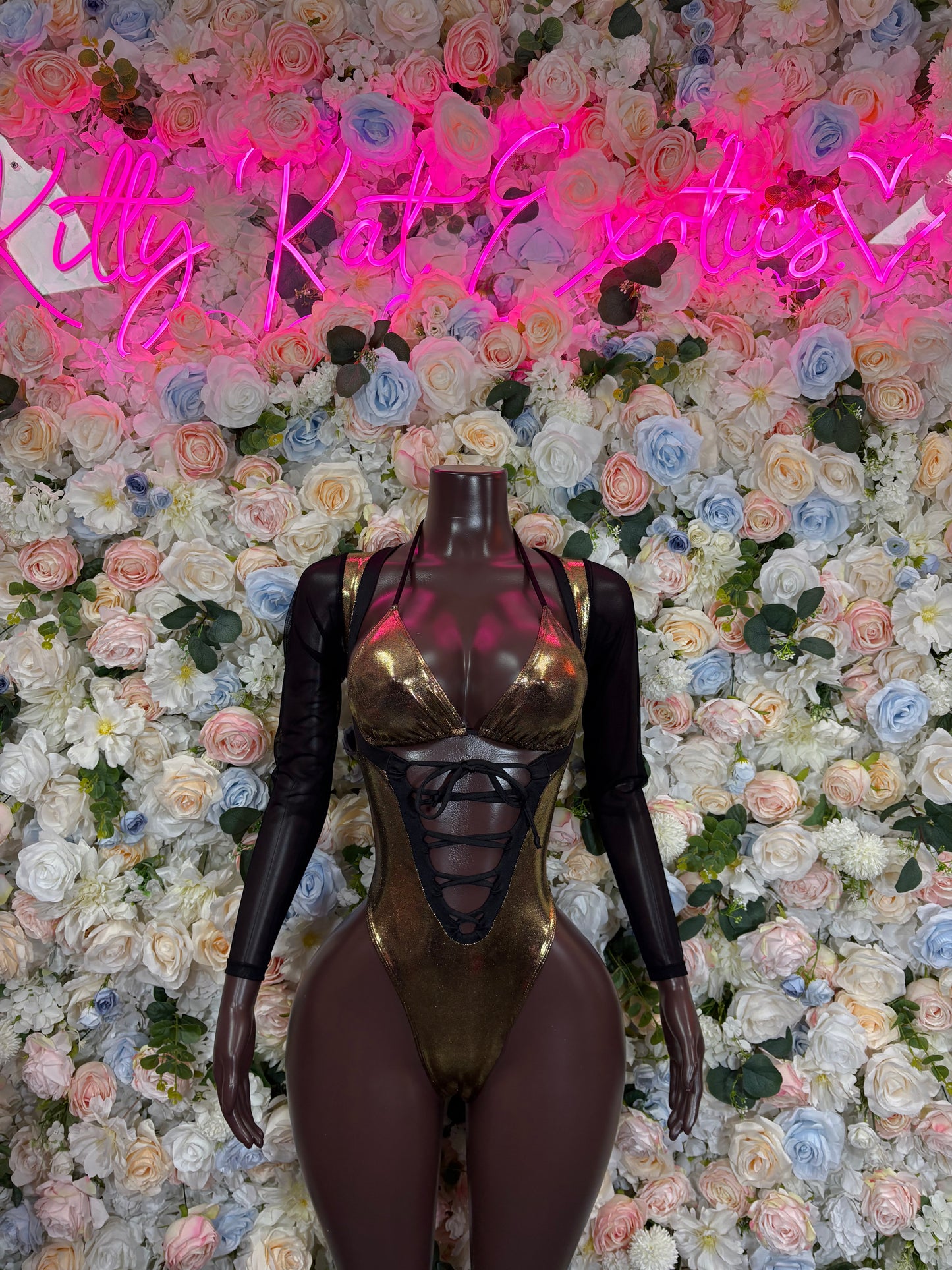 Bottlegirl Bodysuit Christmas New Years Eve Gold Metallic Bodysuit Bottle Service Bartender Outfit VIP Clubwear