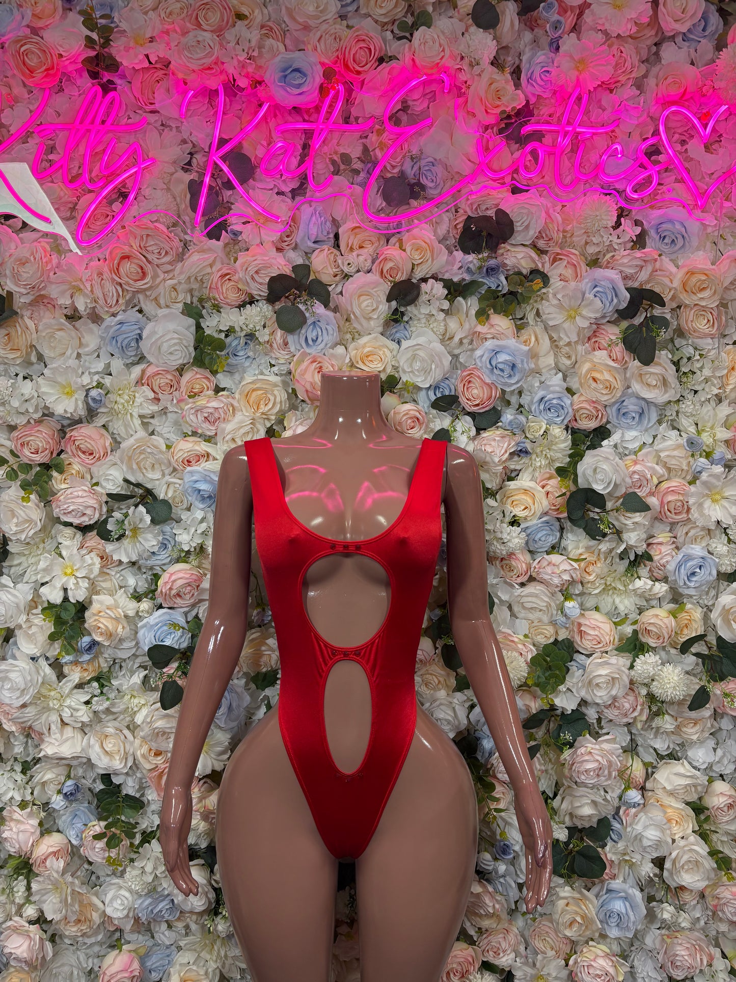 Red Bodysuit Rave Festival Outfit Women - Exotic Dancewear Stripper Clubwear Bottle Girl Ravewear