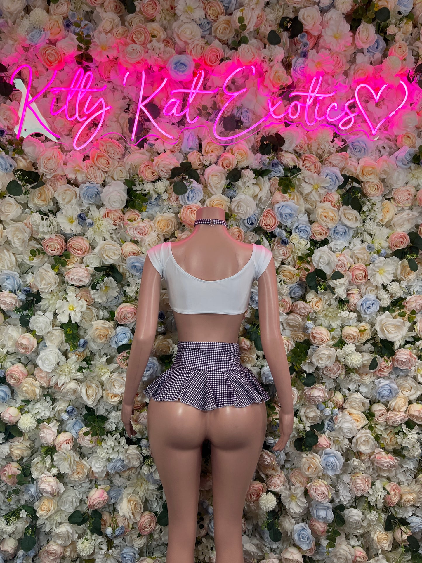 Schoolgirl Black Plaid Two Piece Set Festival Set Ravewear Exotic Dancewear for Performers, Raves, & Festival Clothing