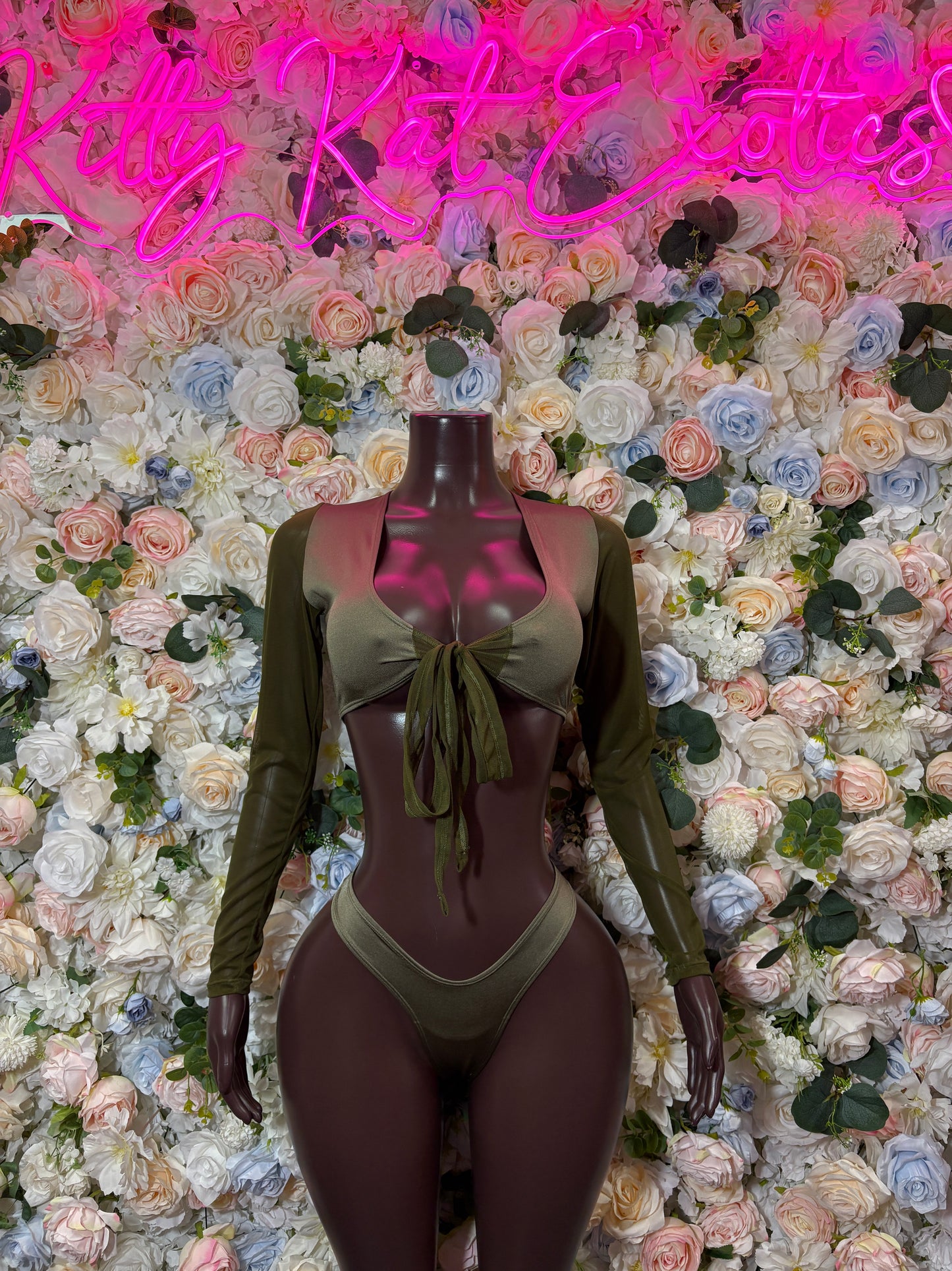 Green Bartender - Two Piece Set Ravewear Festival Outfit Clubwear Bottlegirl Costume