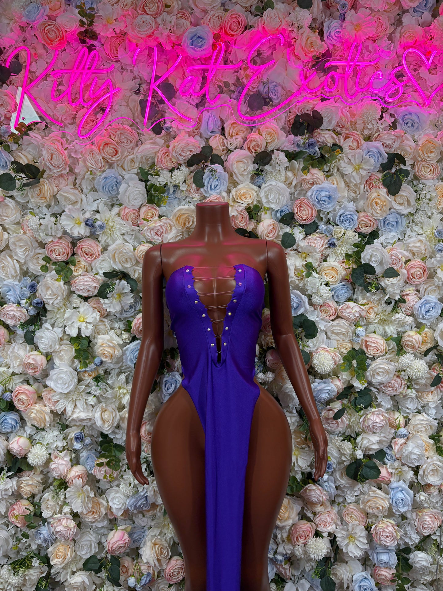 Summer Purple Gown - Sexy Dance Costume, Sultry Clubwear Gown, Bold Performance Outfit, Trendy Party Dress