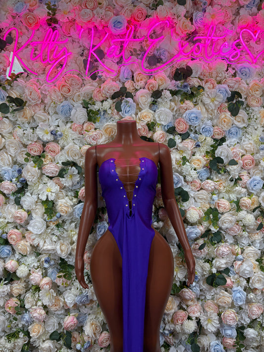 Summer Purple Gown - Sexy Dance Costume, Sultry Clubwear Gown, Bold Performance Outfit, Trendy Party Dress