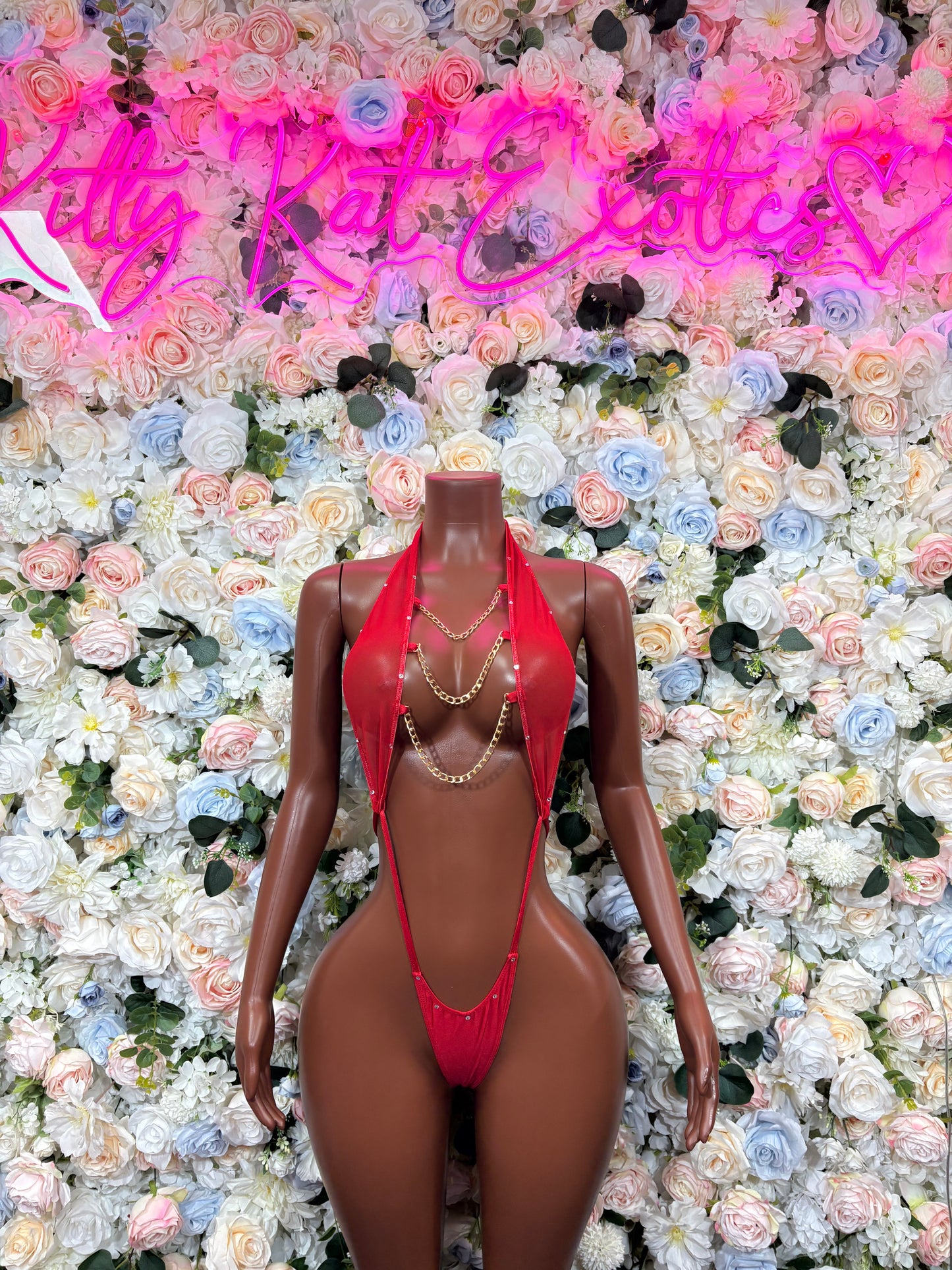 Red Bodysuit Rave Festival Outfit Women - Exotic Dancewear Stripper Clubwear Bottle Girl Ravewear