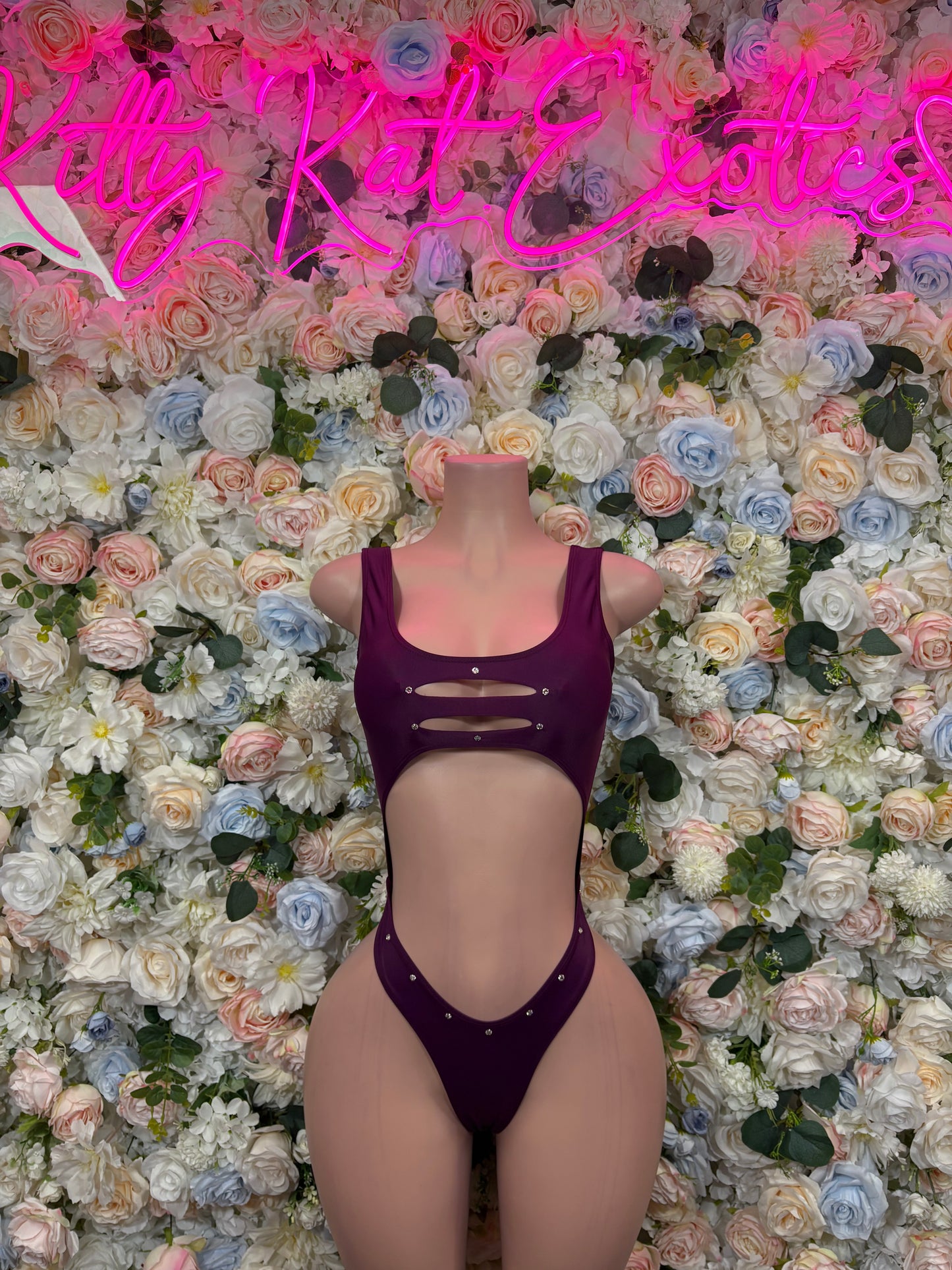 Burgundy Bodysuit Rave Festival Outfit - Exotic Dancewear