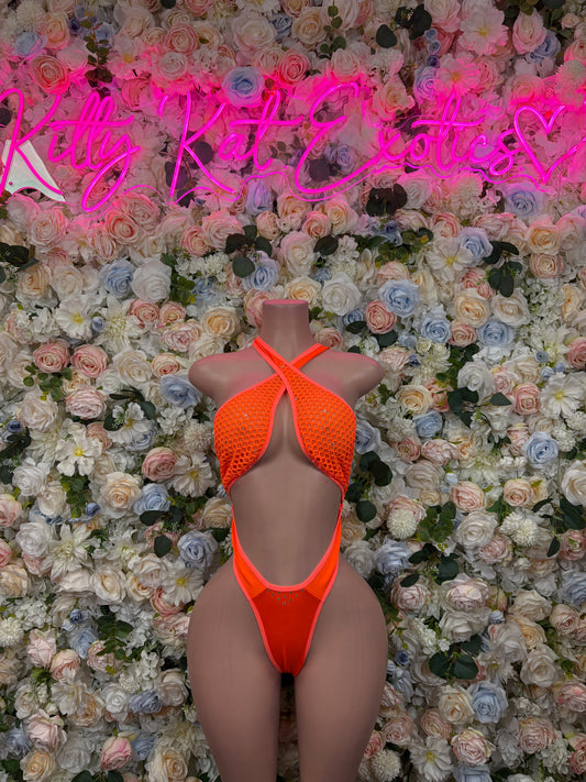 Women’s Bodysuit Orange One-Piece Bodysuit – Summer Festivals & Rave Wear Dancewear