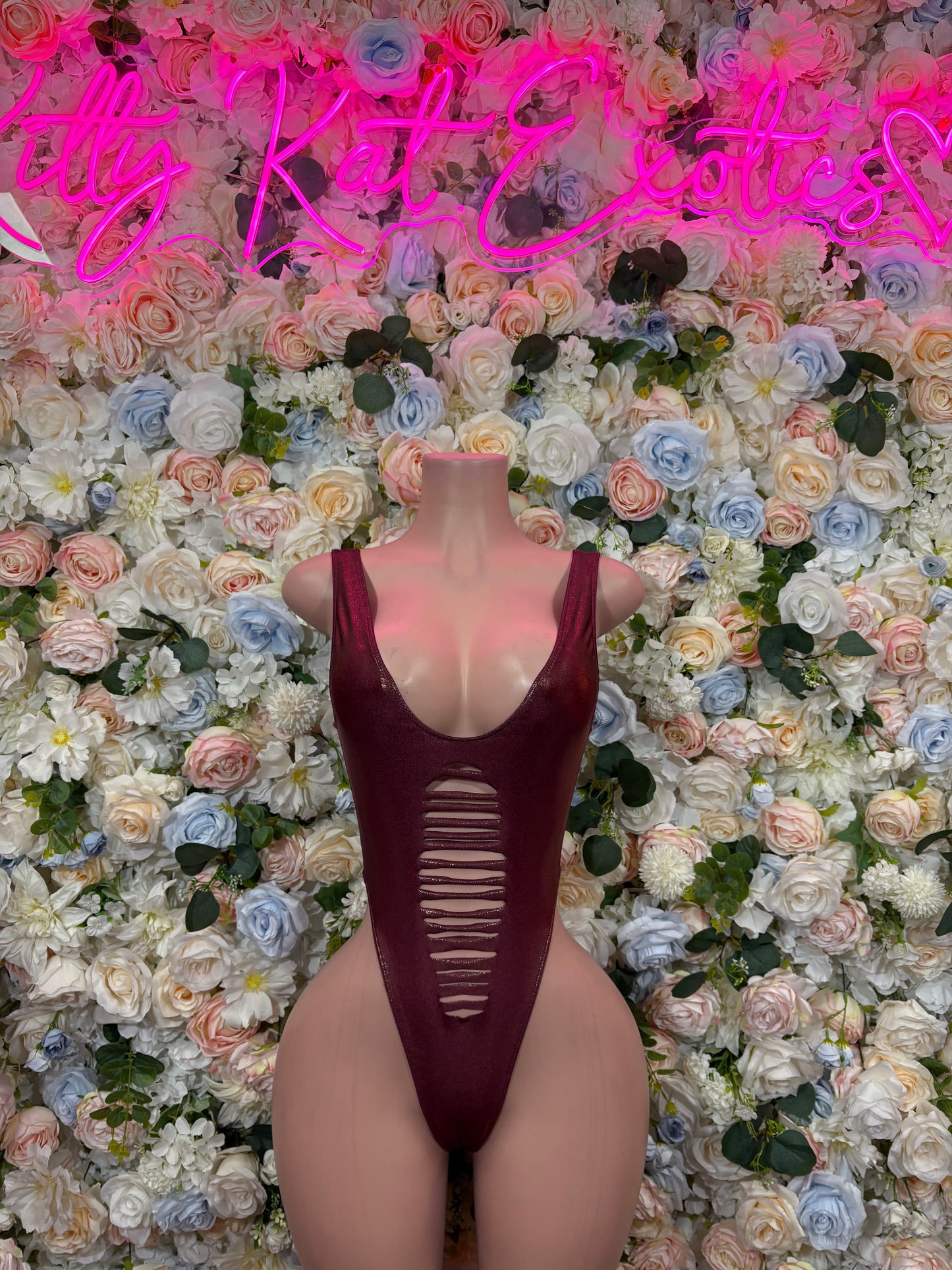 Bartender Bodysuit Burgundy Women’s Rave Festival Outfit - Exotic Dancewear