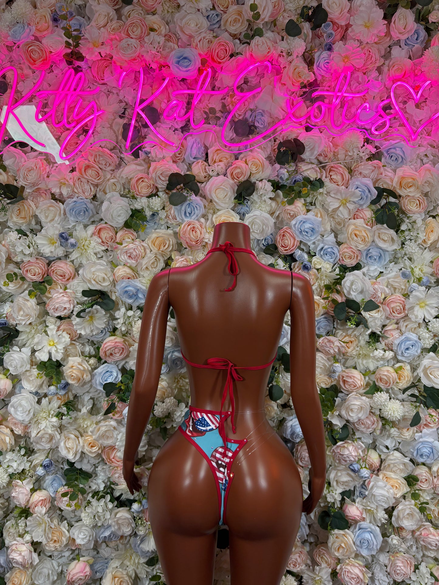 USA Flag Oufit - Bottlegirl Bikini Two Piece Bartender  Patriotic Swimsuit for Beach, Pool Parties, or Summer Fun