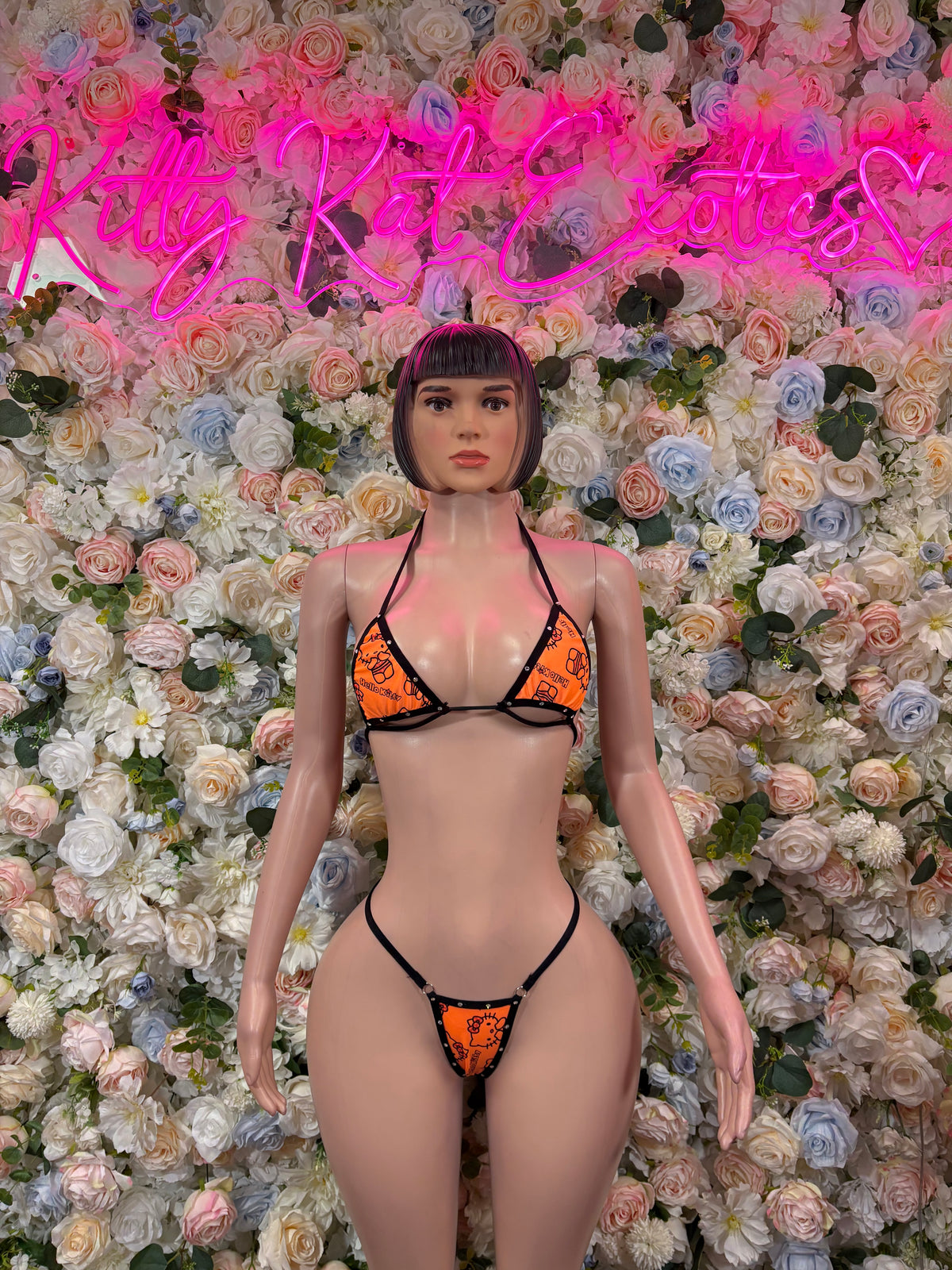 Festival Bikini Orange Print Two-Piece  – Summer Festival & Rave Wear Exotic Dancewear