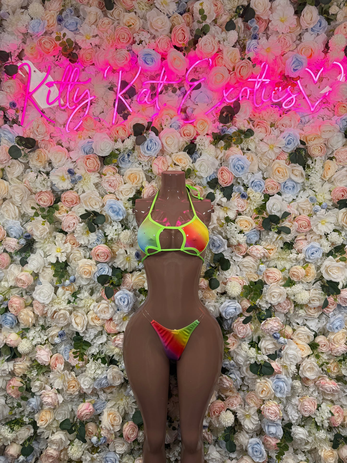 Festival Outfit Two Piece Bikini Set – Multicolor Rave Costume for Women, Exotic Dancewear, EDM Music Festival Clothing, Party Performance Outfit