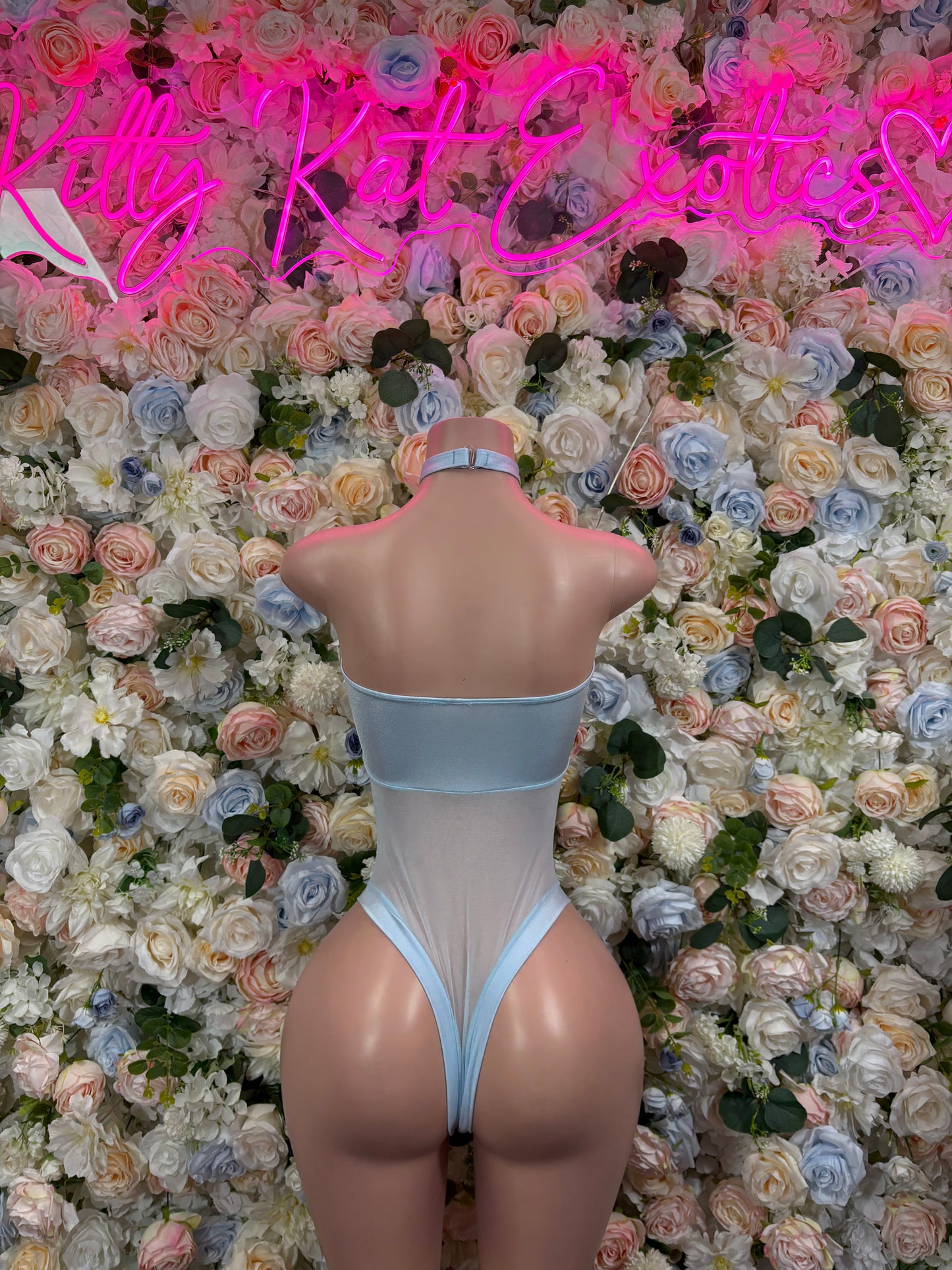 Baby Blue Bodysuit One Piece  - Bartender Bottlegirl Outfit Exotic Dancewear Festival Outfit Rave