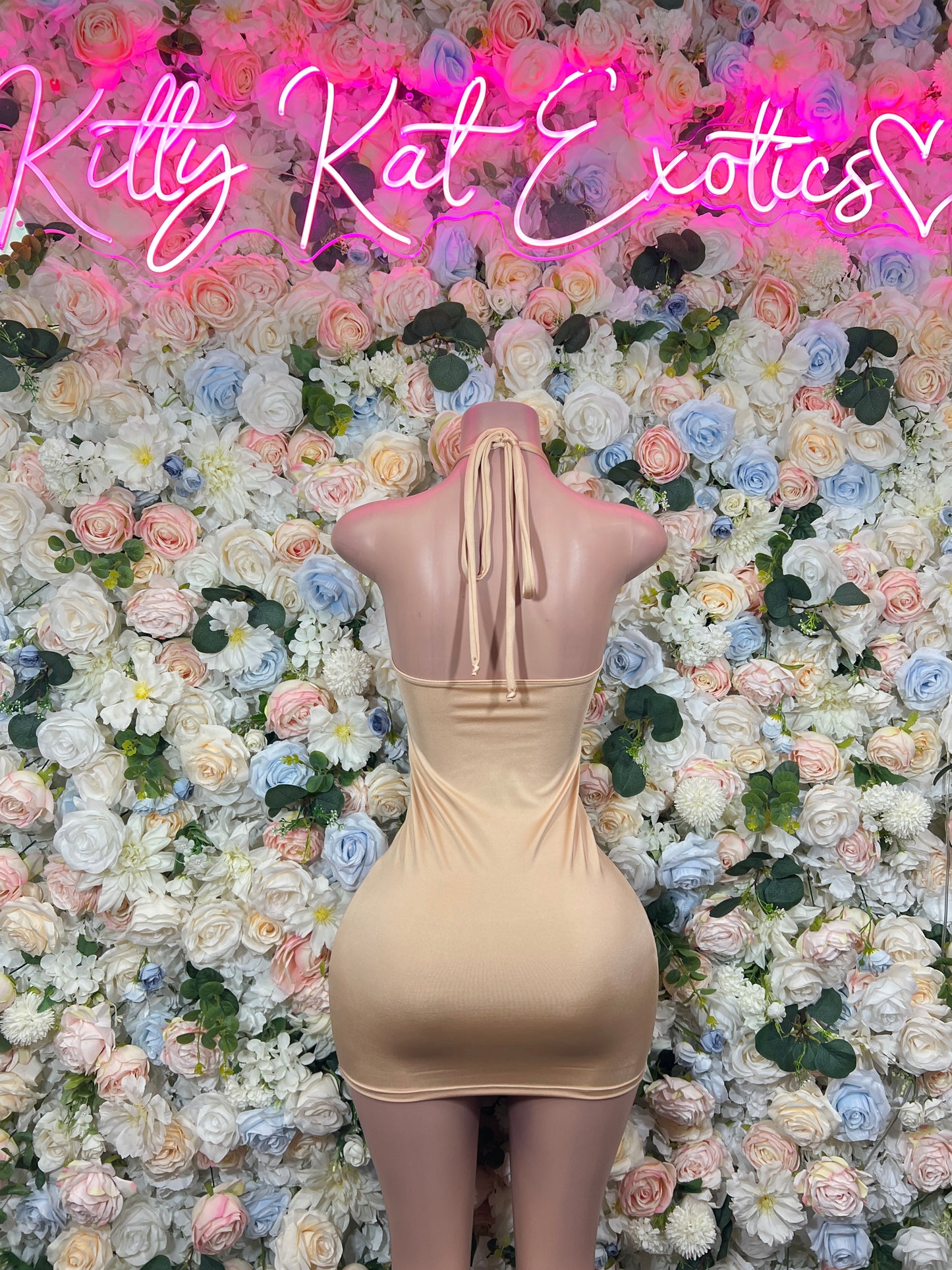 Beige Nude Dress for Women - Date Night Mini Dress | Rave Festival Exotic Dancewear Bottle Girl Clubwear