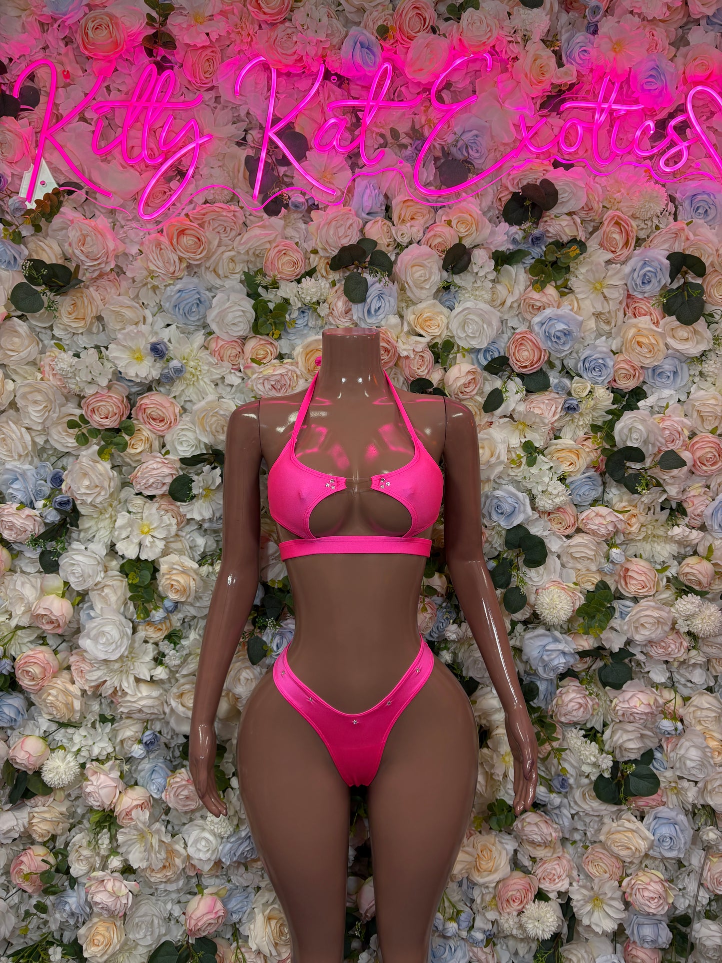 Pink Two Piece Set Exotic Dancewear Rave Festival Outfit