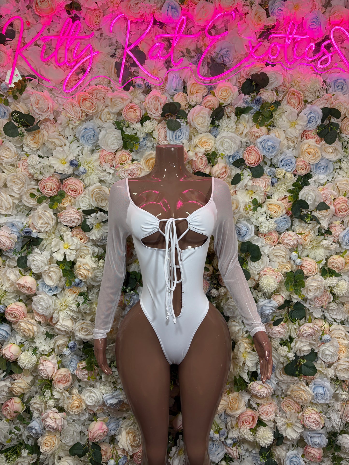 Bottlegirl White One Piece Bodysuit Exotic Dancewear Rave Festival Outfit