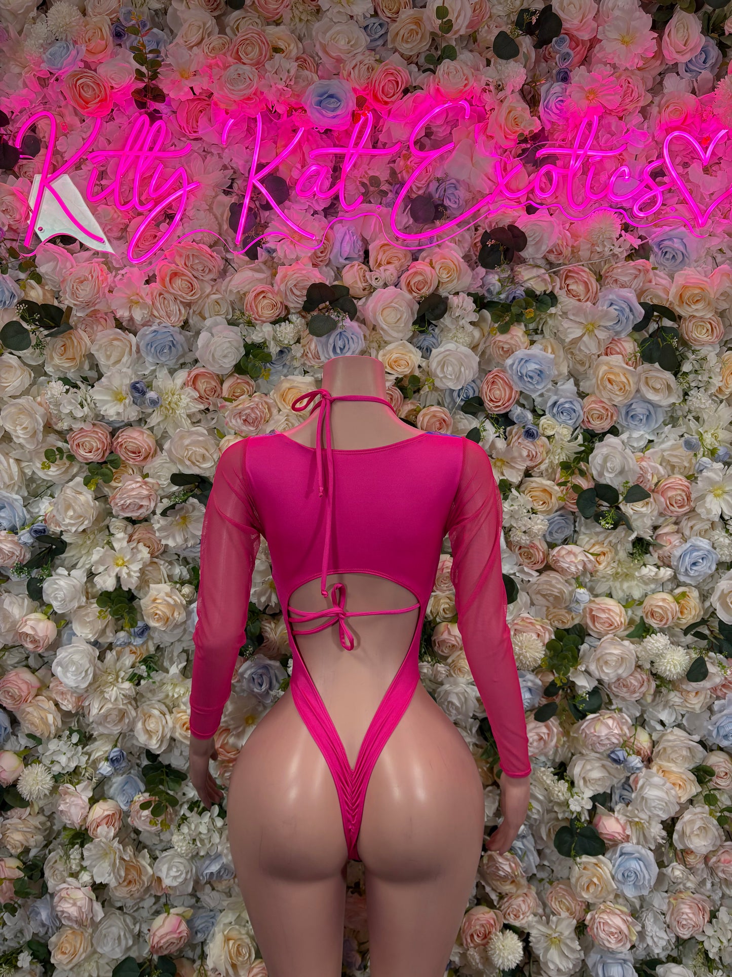 Bottlegirl One-Piece Bodysuit Pink Blue Metallic  - Custom Design | Exotic Dancewear for Performers, Raves, & Nights Out