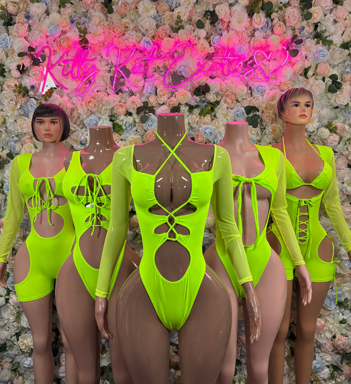 Neon Green Bottlegirl Bodysuit, Long Sleeve Rave Outfit, Festival Clubwear