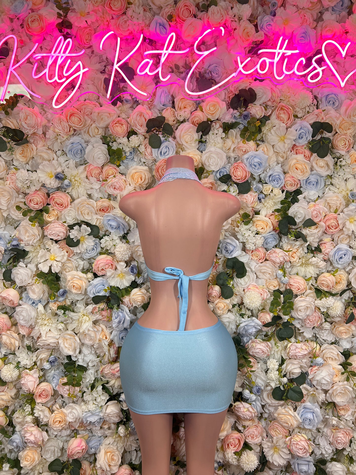 Baby Blue Lace Two Piece Skirt Festival Outfit