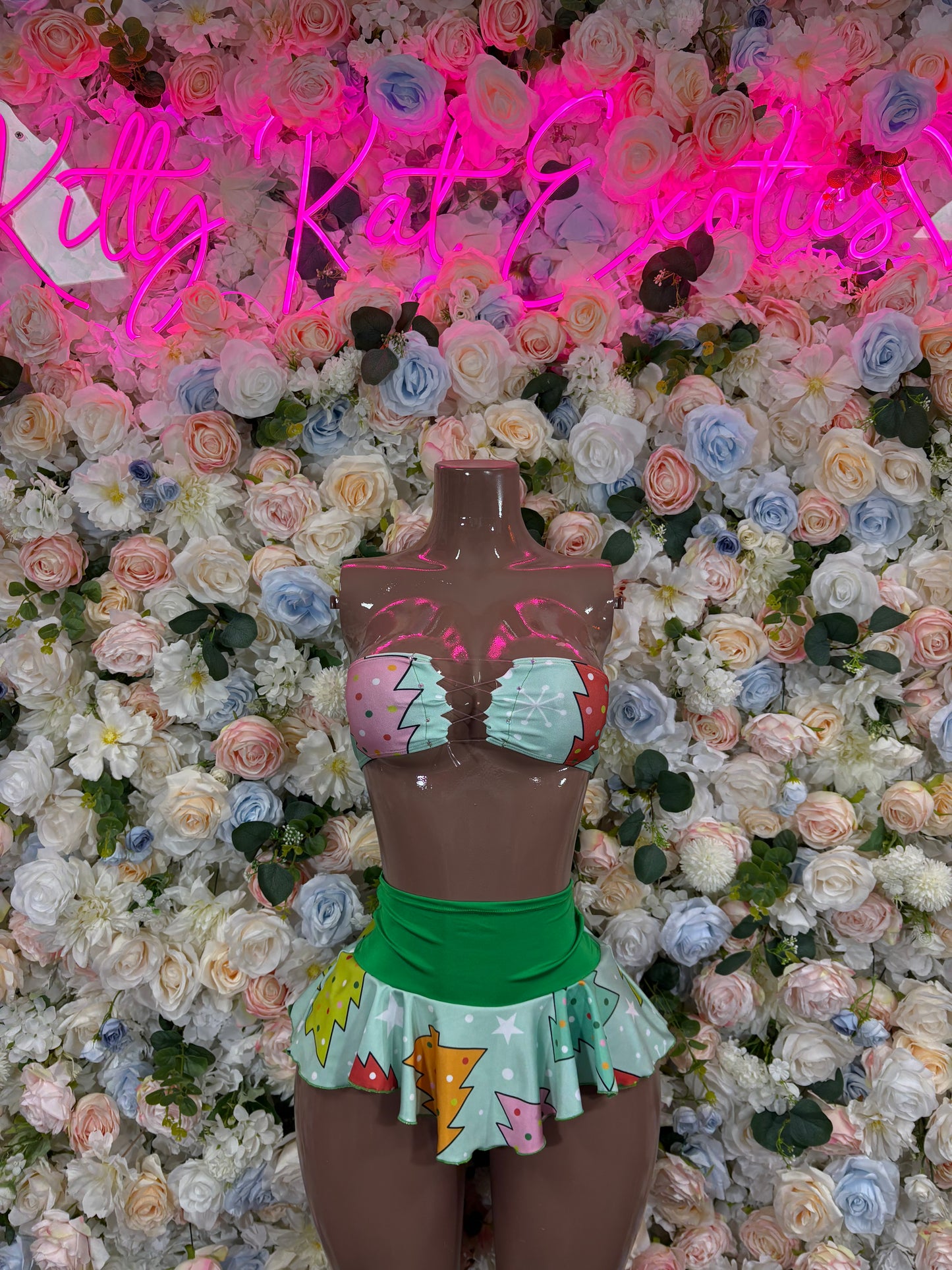 Christmas Costume Two Piece Skirt Set - Holiday Design | Exotic Dancewear for Performers, Bottlegirl