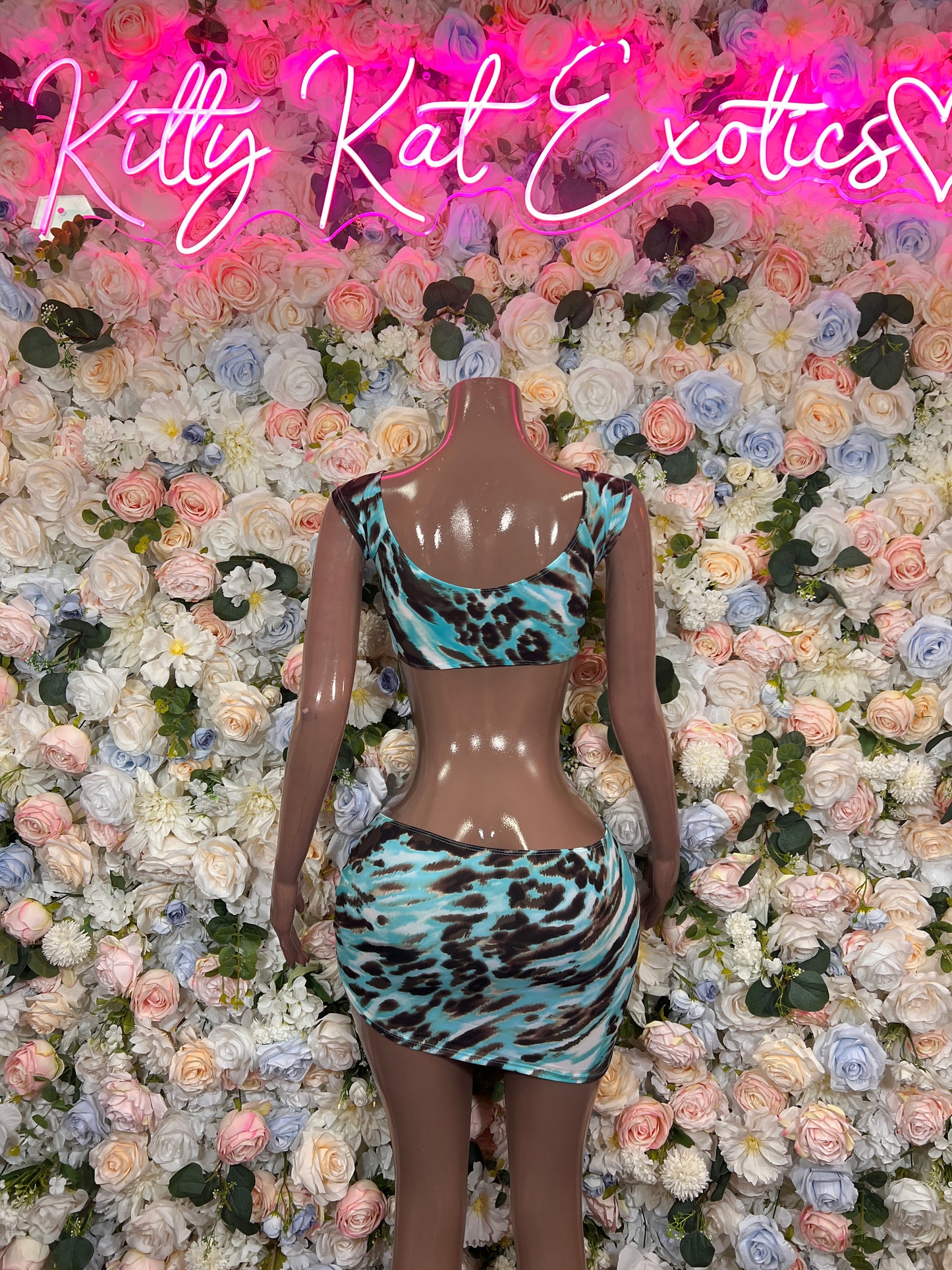 Turquoise Two Piece Skirt Rave Wear