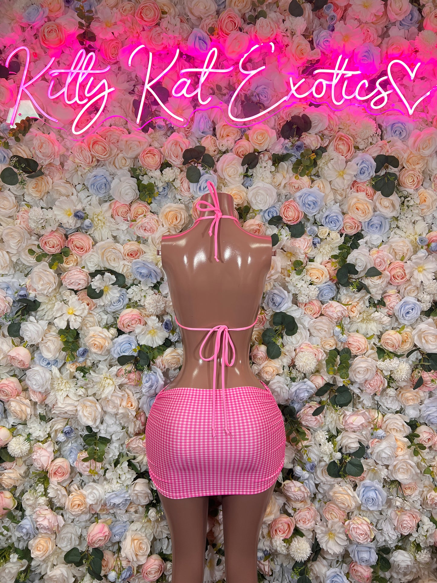 Pink Print Two Piece Skirt Rave Wear