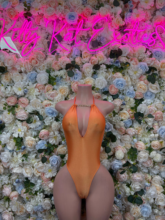 Women’s Bodysuit Orange One-Piece Bodysuit – Summer Festivals & Rave Wear Dancewear