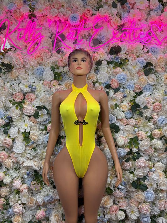 Yellow Bodysuit - Sexy One Piece Rave Clubwear Outfit for Women Bottlegirl Bottle Service