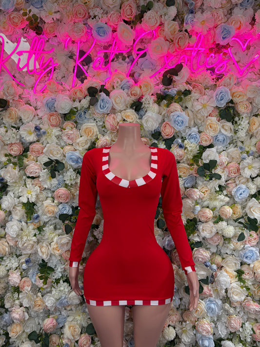 Christmas Naughty Candy Cane Dress Women | Bottle Girl Bartender Outfit | Sexy Holiday Mini Dress