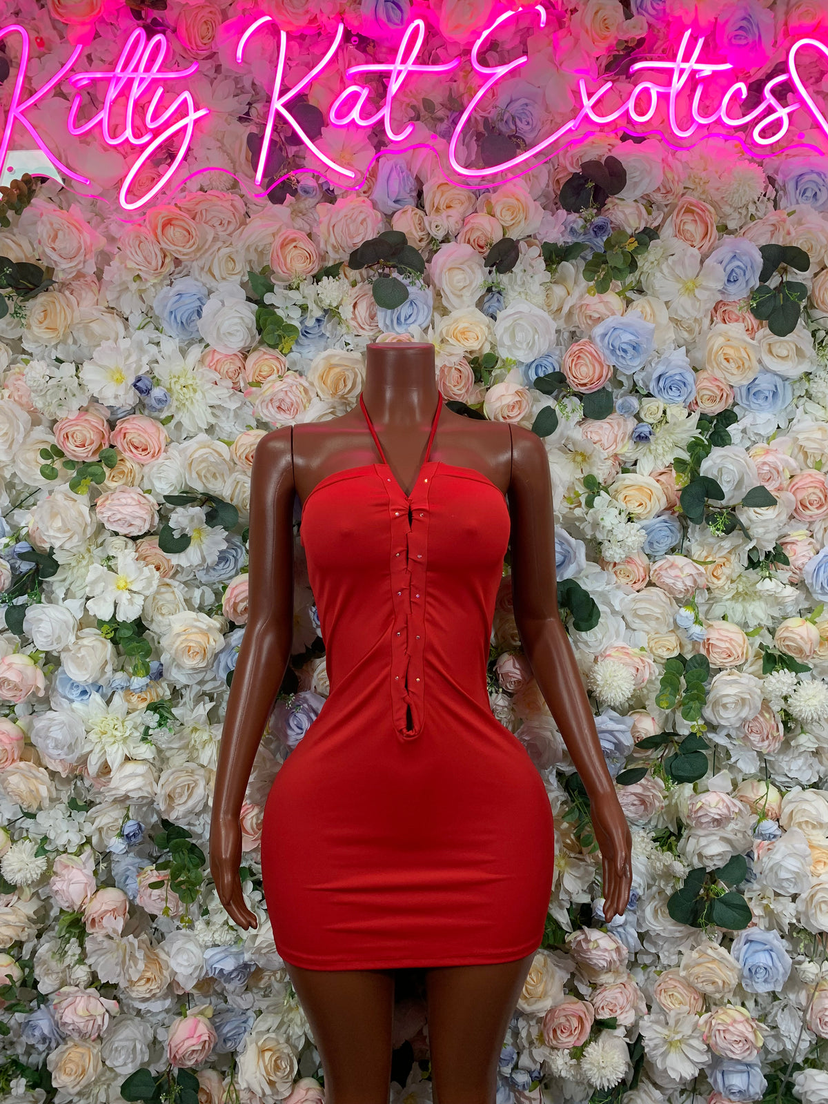 Red Midi Cocktail Dress, Elegant Party Wear
