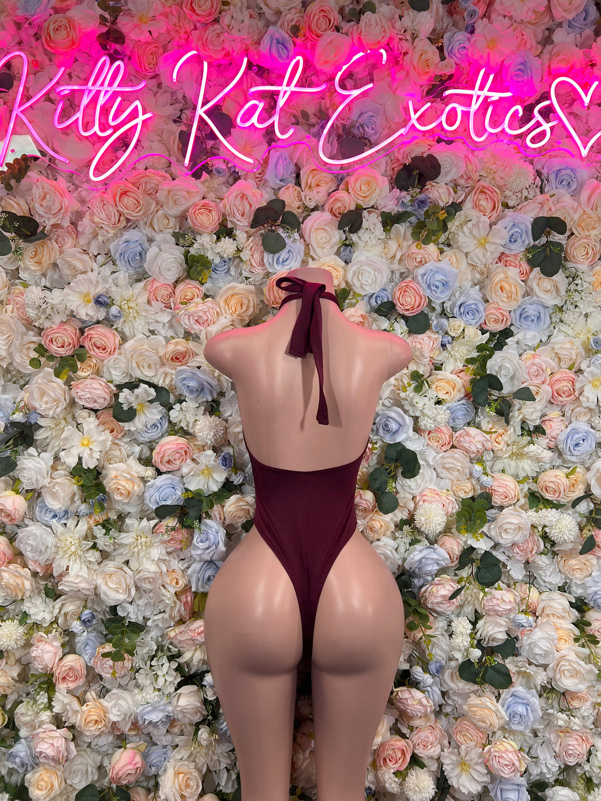 Burgundy Bartender Outfit: One-Piece Bottlegirl Set