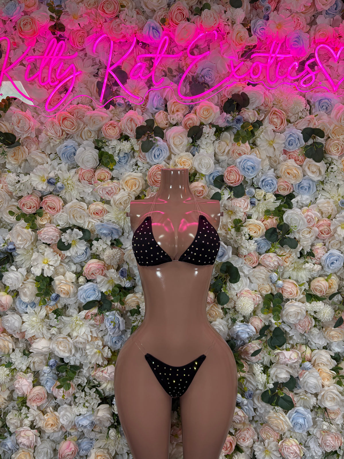 Black Rhinestone Triangle Bikini Set – Bottlegirl Dancewear, Exotic Clubwear, Rave Outfit